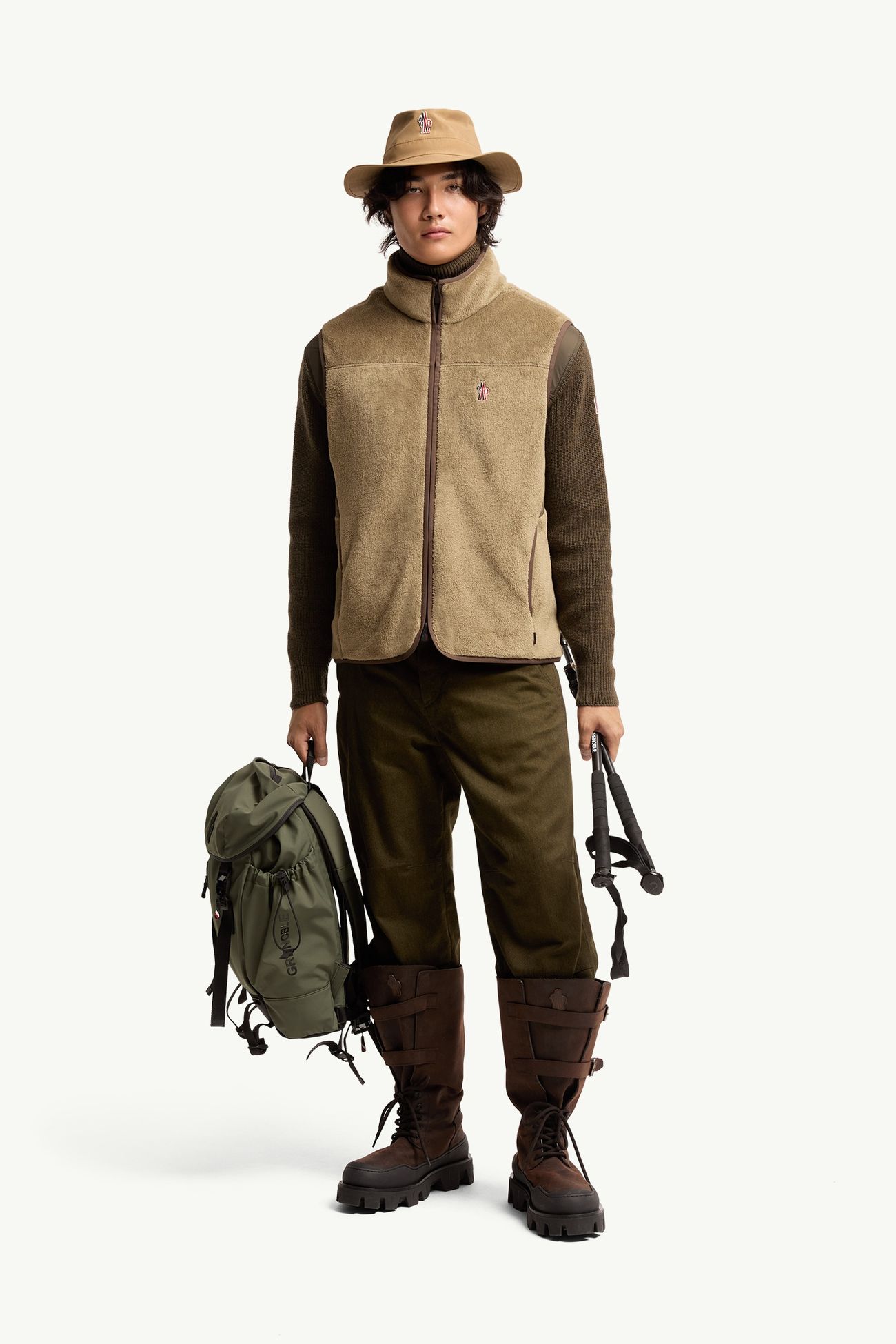 Polartec® Gilet Men Light Brown Moncler 0