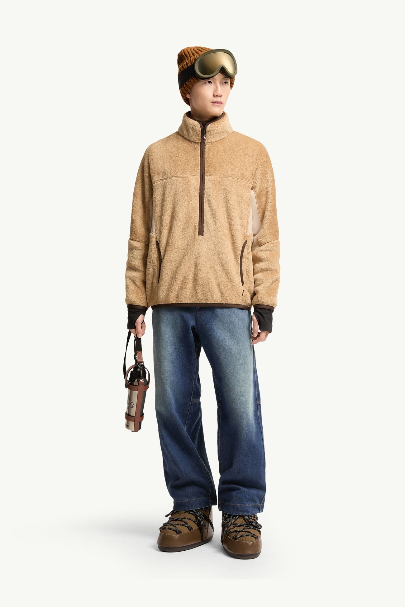 Felpa in Polartec® Uomo Beige Cammello Moncler 0