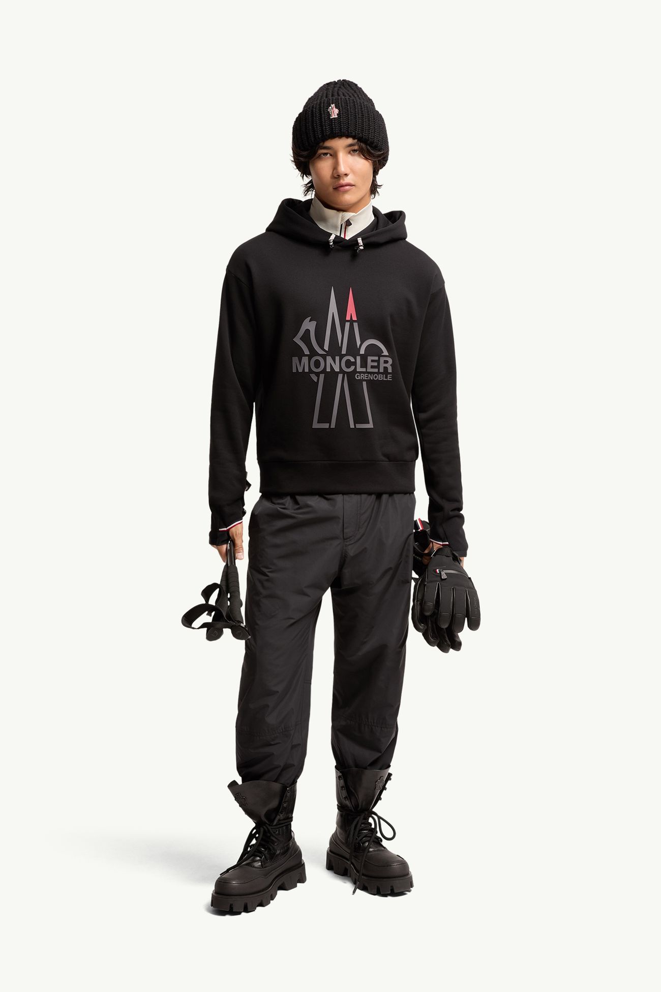 Felpa con logo in Polartec® Uomo Nero Moncler 0