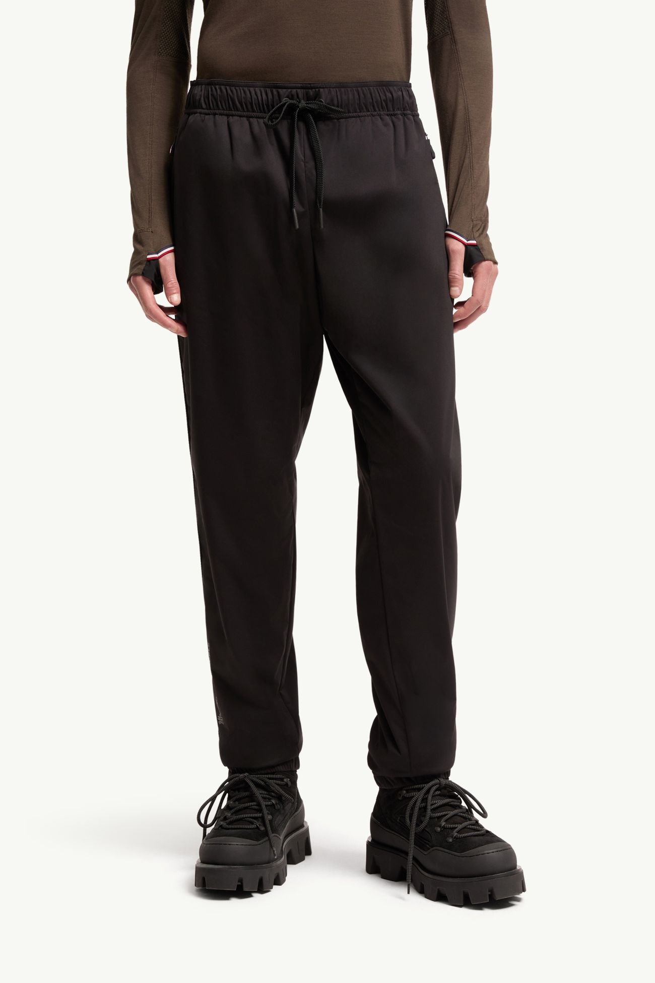 Pantalones deportivos elásticos con estampado de logotipo Hombre Negro Moncler 3