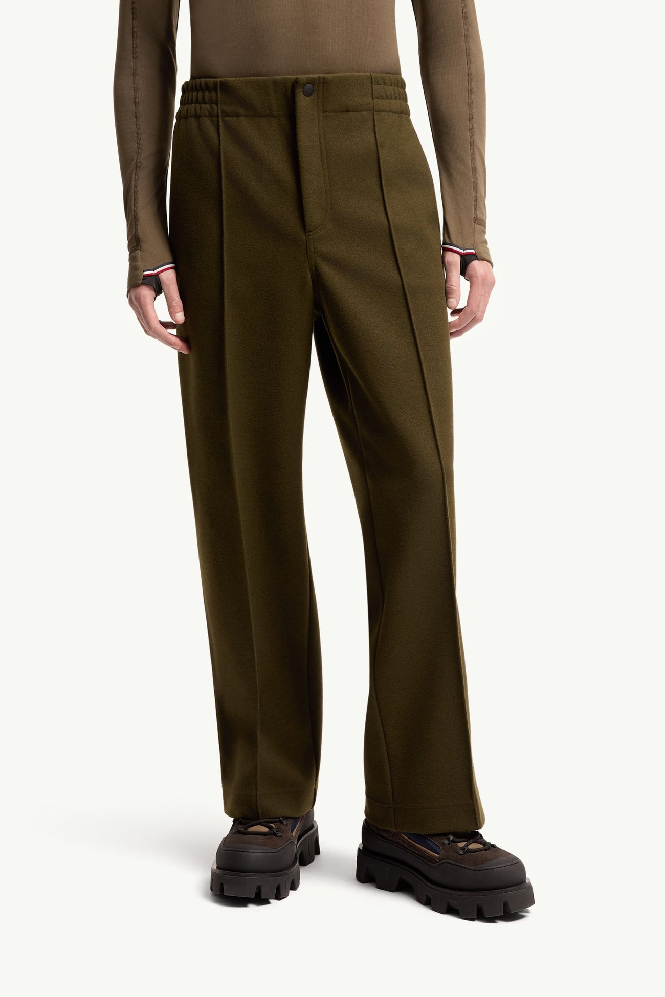 Embossed Logo Sweatpants Men Olive Green Moncler 3