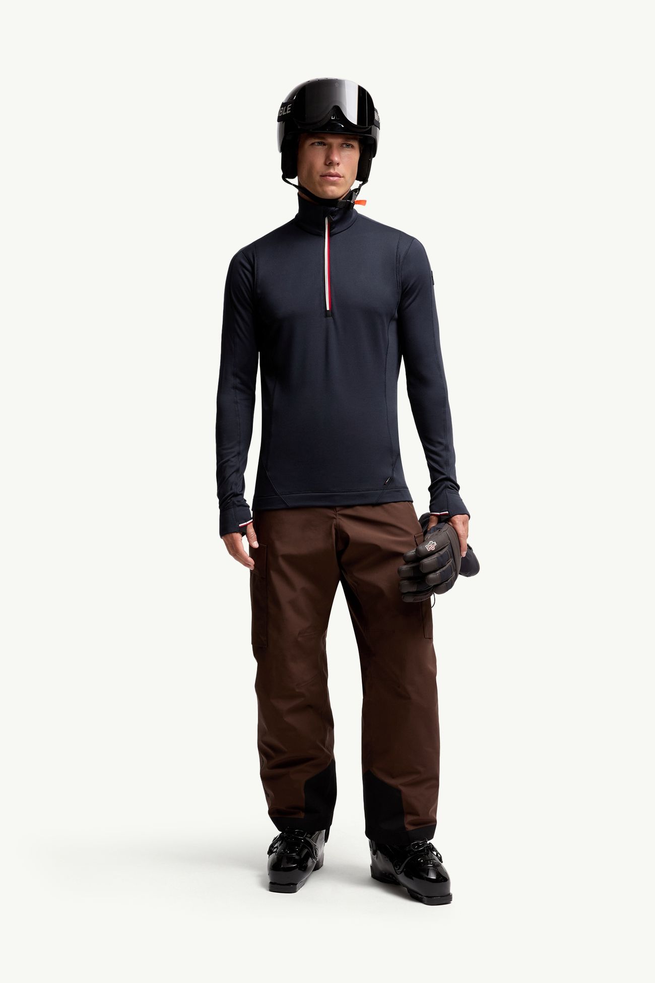 Felpa in Polartec® a Mezza Zip Uomo Blu Navy Moncler 0