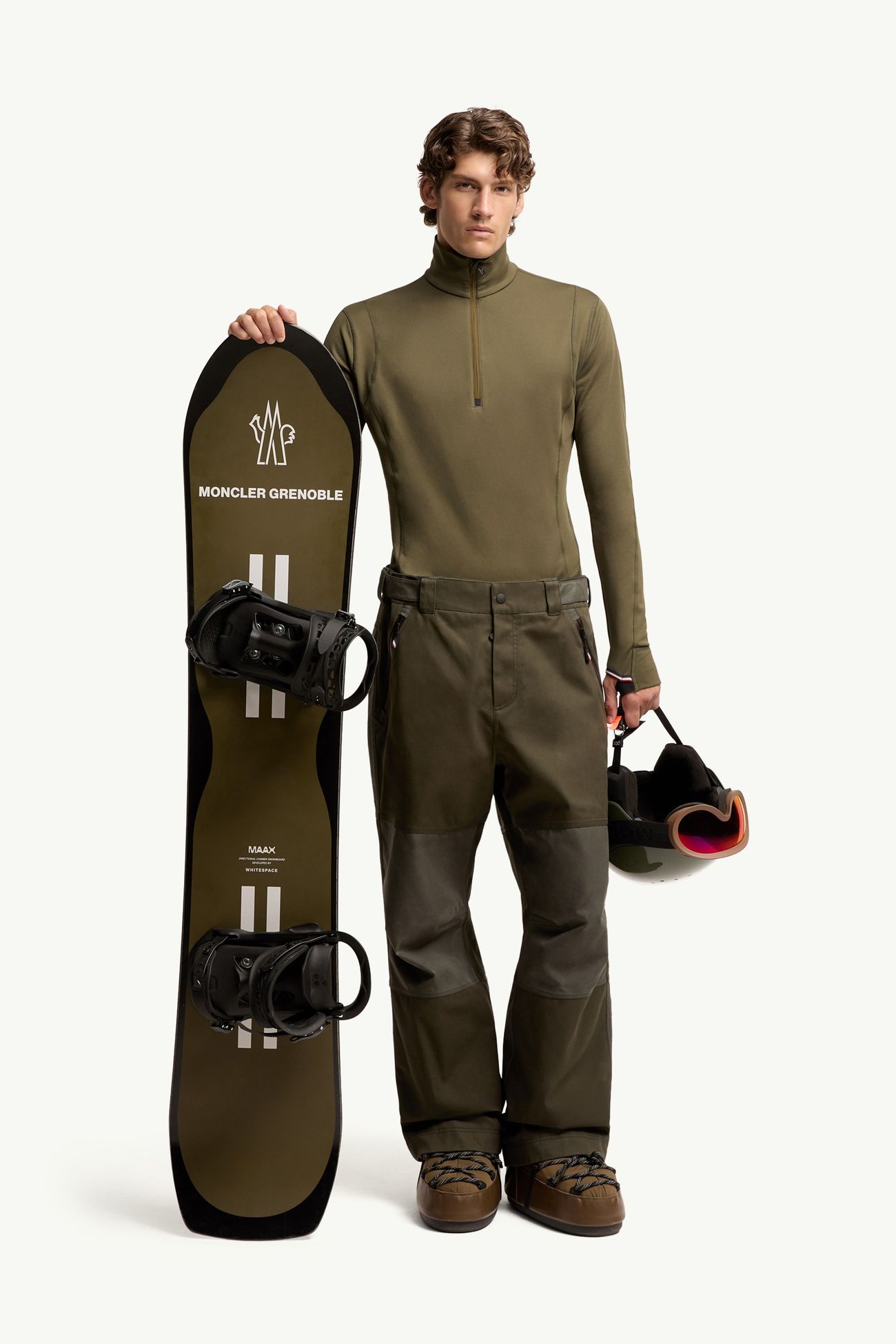 Felpa in Polartec® a Mezza Zip Uomo Verde Oliva Moncler 0