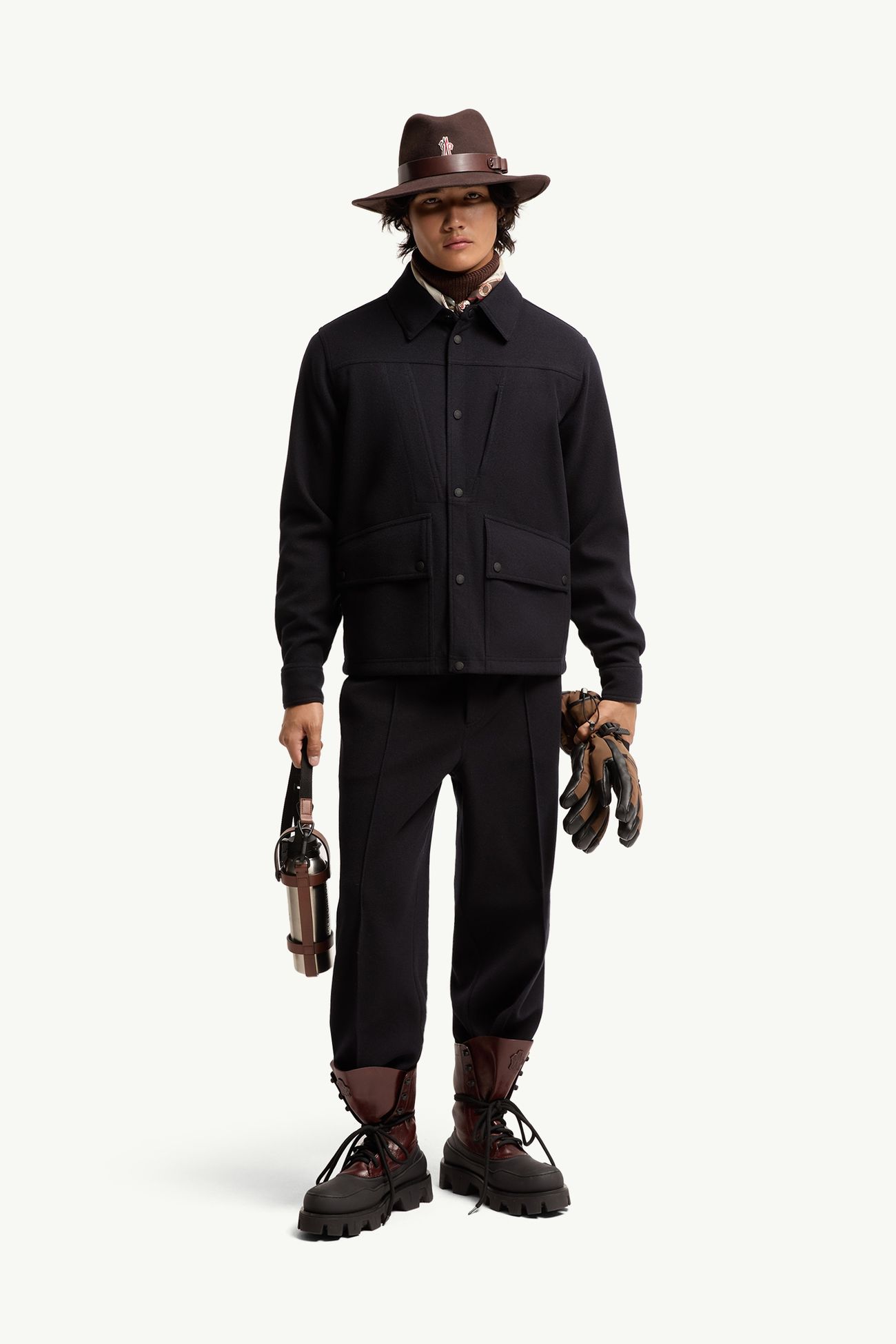 Camicia a maniche lunghe in interlock Uomo Blu Navy Moncler 0