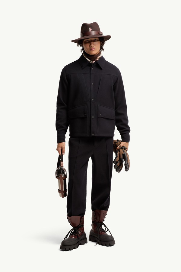 棉毛布長袖恤衫 男士 海軍藍色 Moncler 0