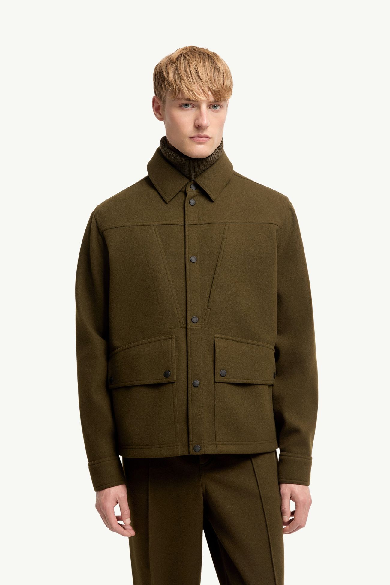 Camicia a maniche lunghe in interlock Uomo Verde Oliva Moncler 3