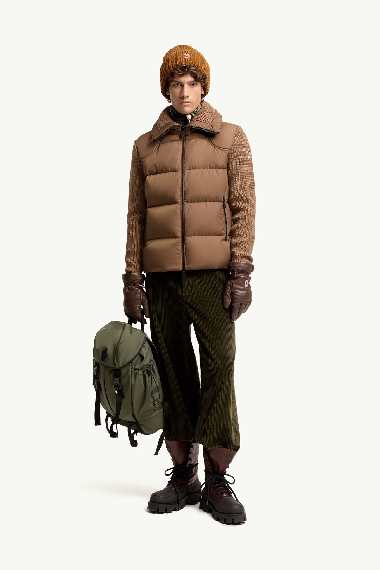 男士加衬羊毛拉链开衫 男士 浅棕色 Moncler 0