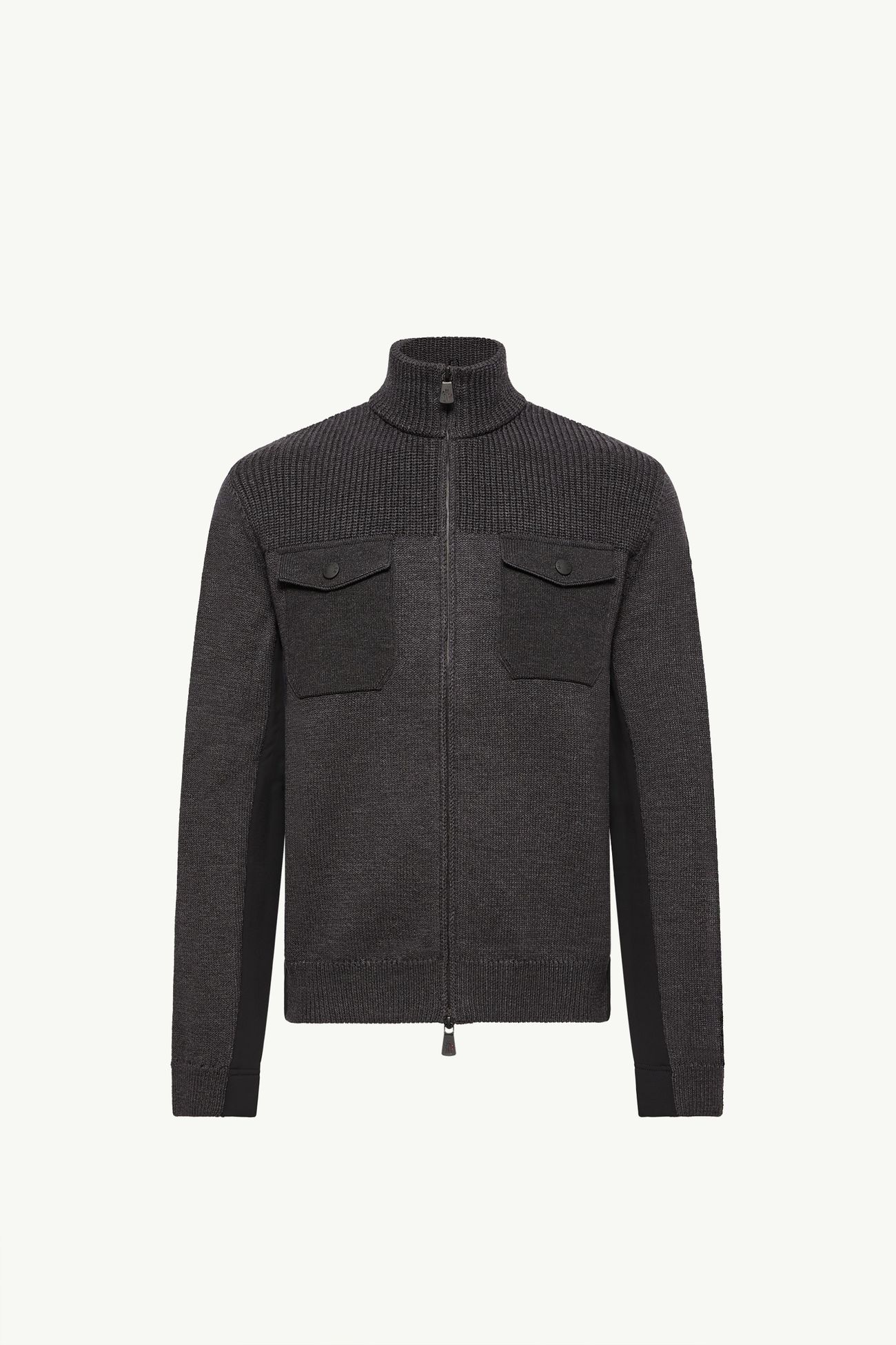 Cárdigan de cuello alto con cremallera de mezcla de lana Hombre Gris oscuro Moncler 2