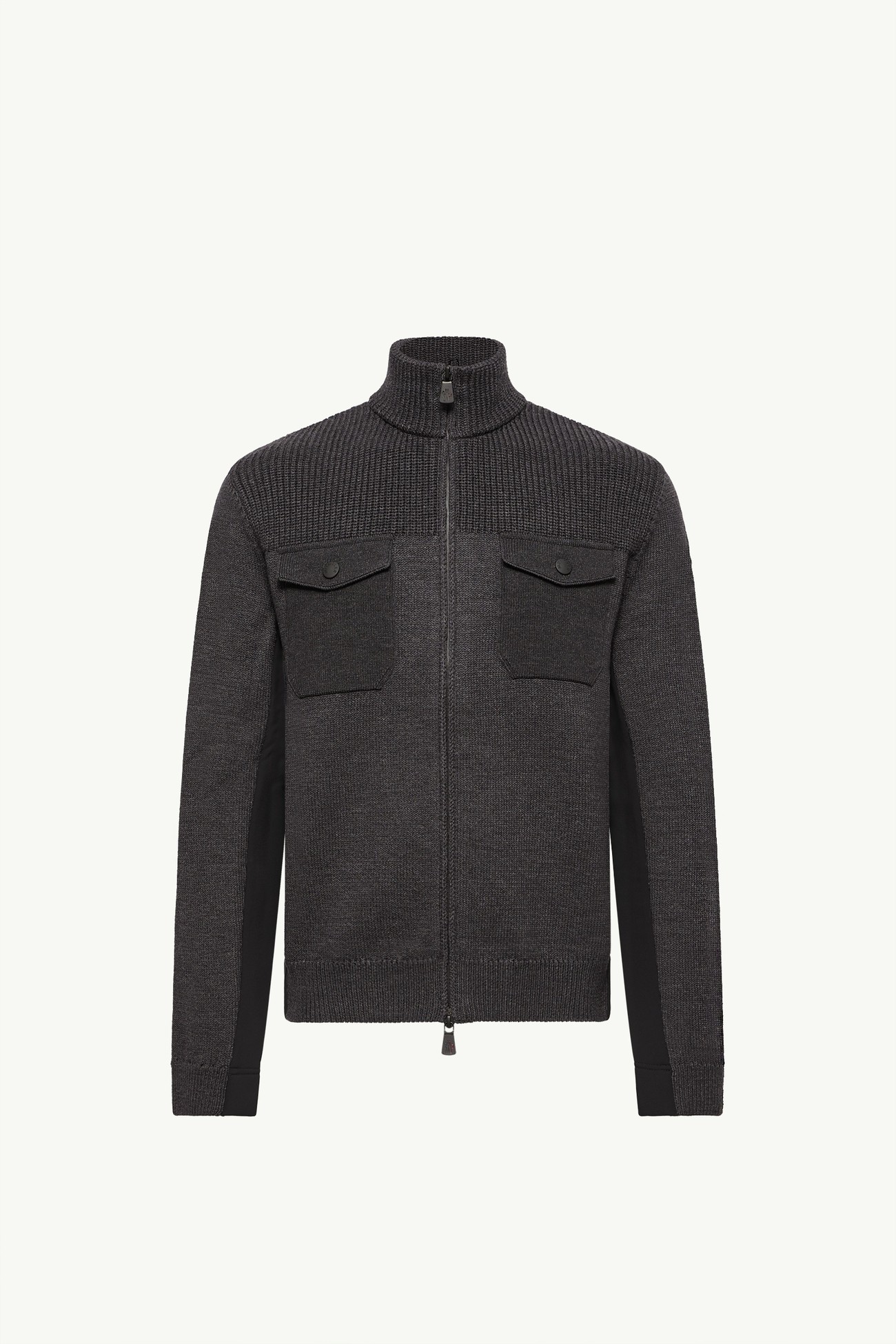 Cardigan dolcevita con zip in misto lana Uomo Grigio Scuro Moncler 2