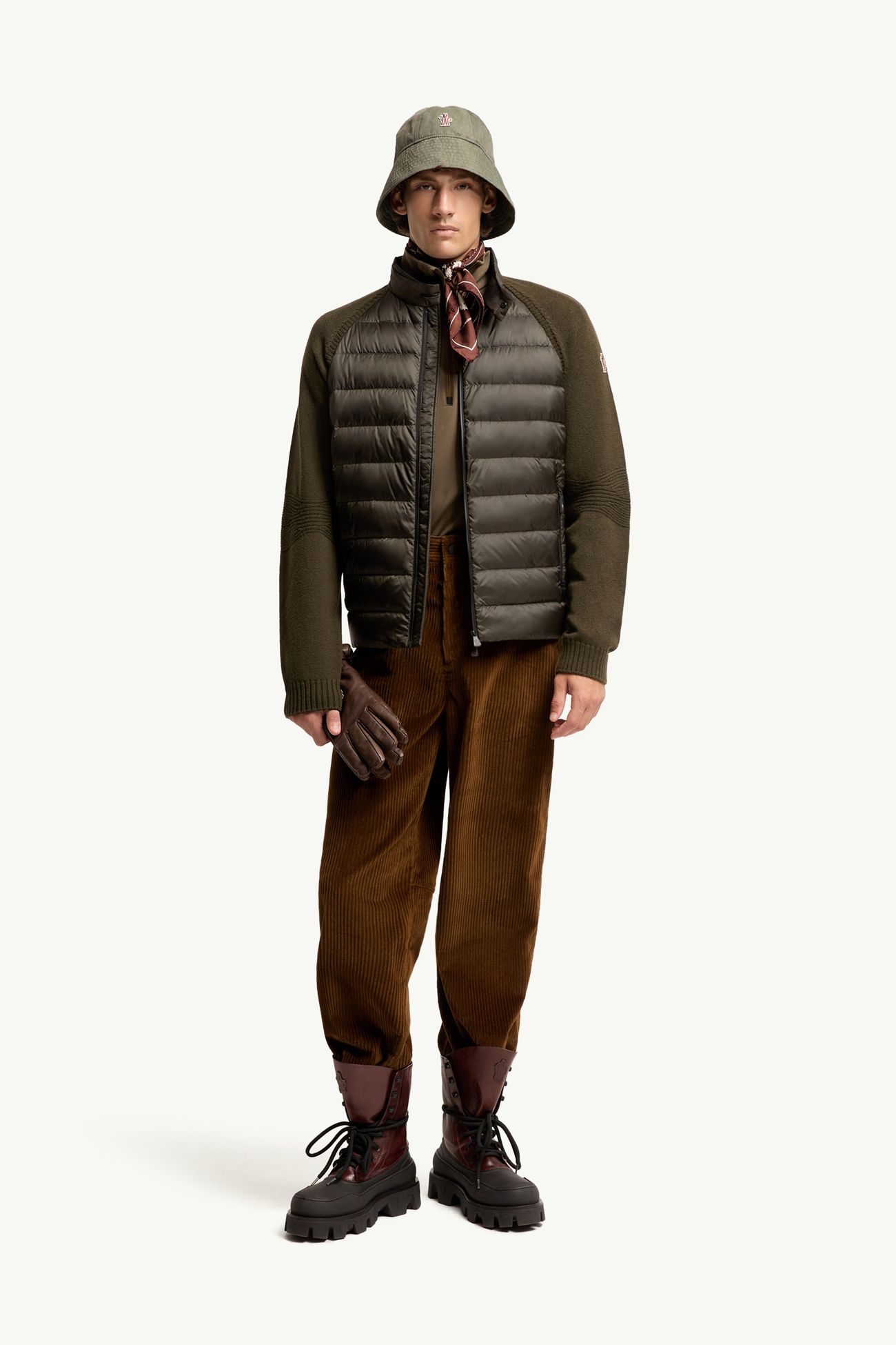 男士羊毛混纺加衬拉链开衫 男士 深绿色 Moncler 0