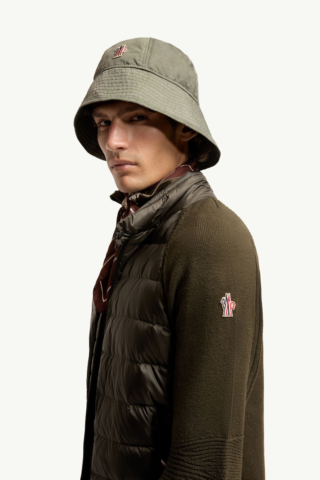 Wool Blend Padded Zip-Up Cardigan Men Dark Green Moncler 1