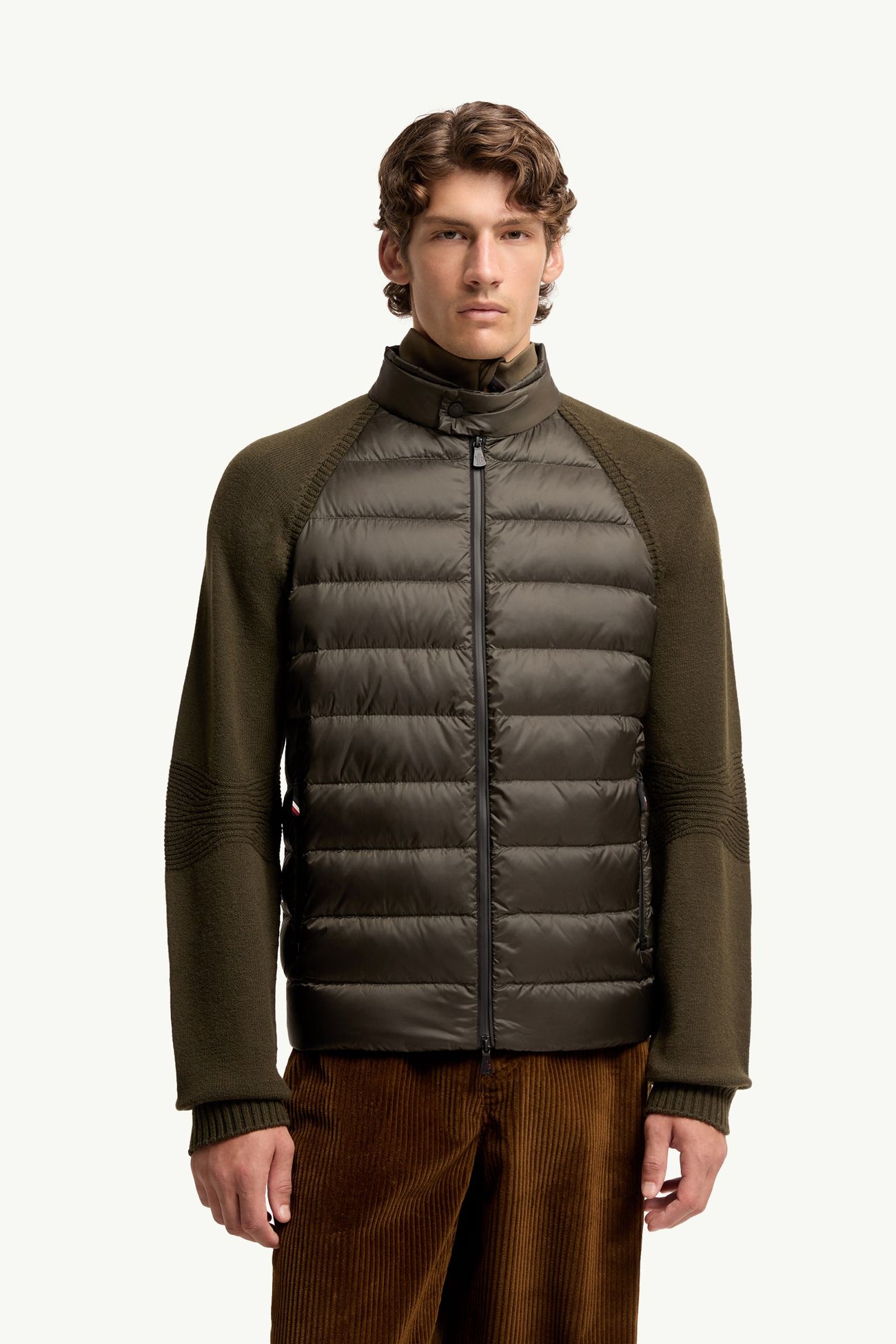 Gepolsterte Strickjacke mit Reißverschluss aus einer Wollmischung Herren Dunkelgrün Moncler 3