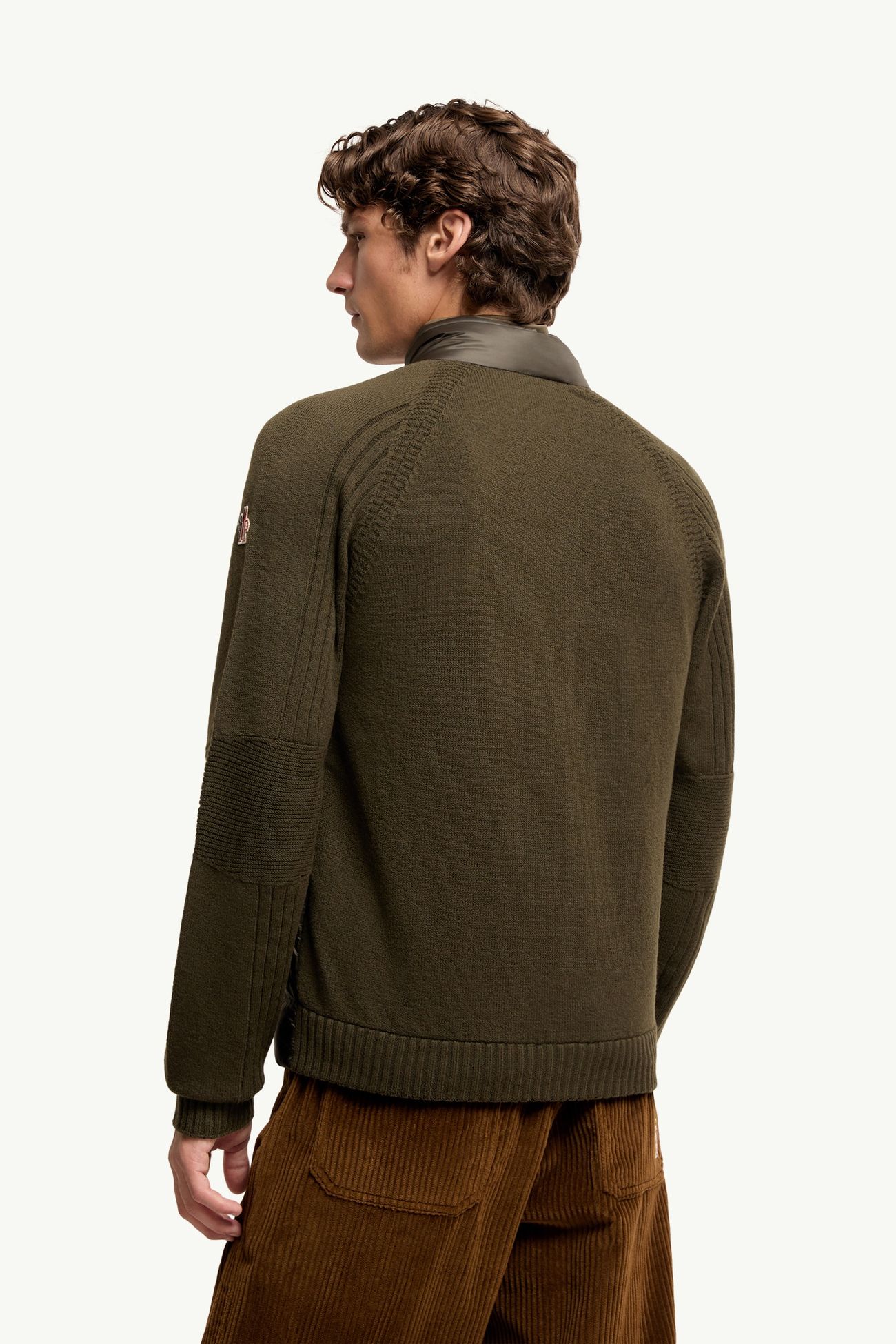 Wool Blend Padded Zip-Up Cardigan Men Dark Green Moncler 4