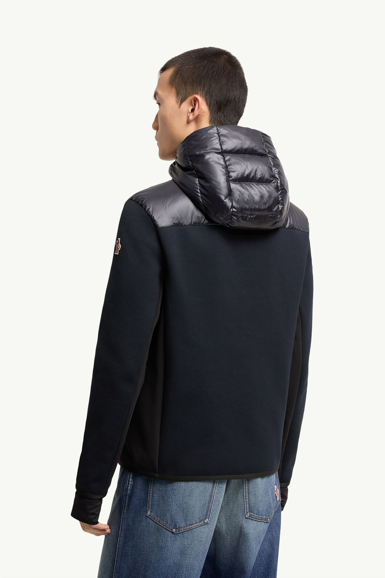Padded Zip-Up Hoodie Men Navy Blue Moncler 4