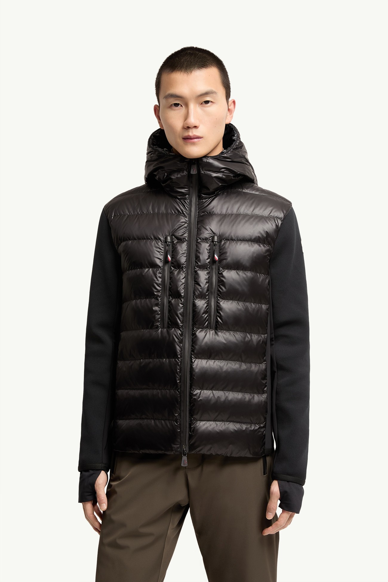 夾層拉鏈連帽衫 男士 黑色 Moncler 3