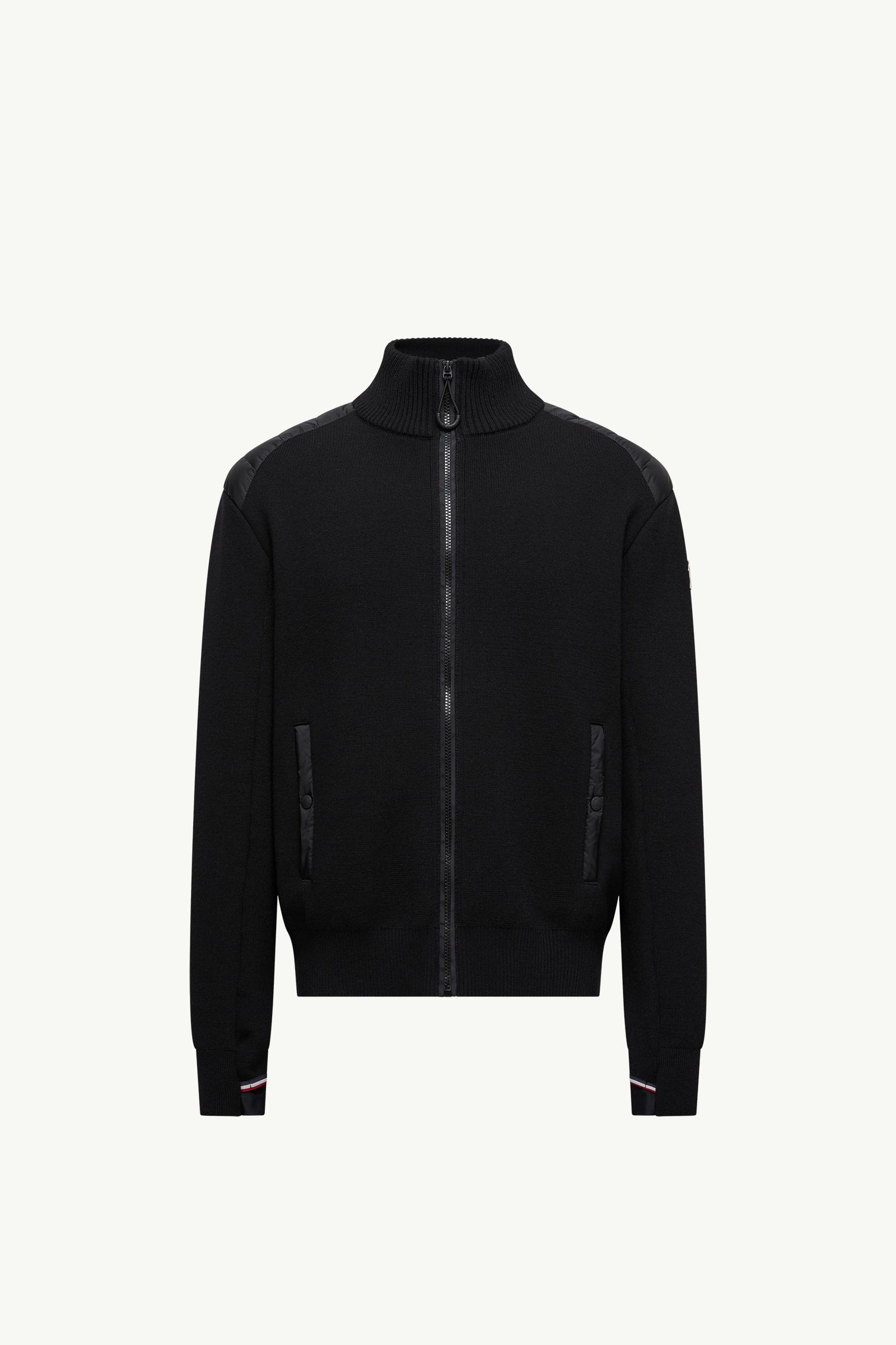 Cardigan matelassé zippé en laine mélangée Hommes Noir Moncler, 1 of 0
