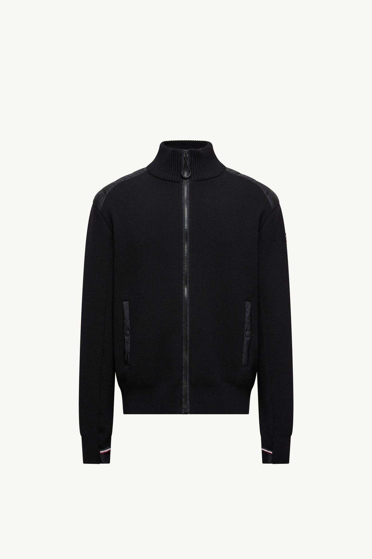 Wool Blend Padded Zip-Up Cardigan Men Black Moncler 2