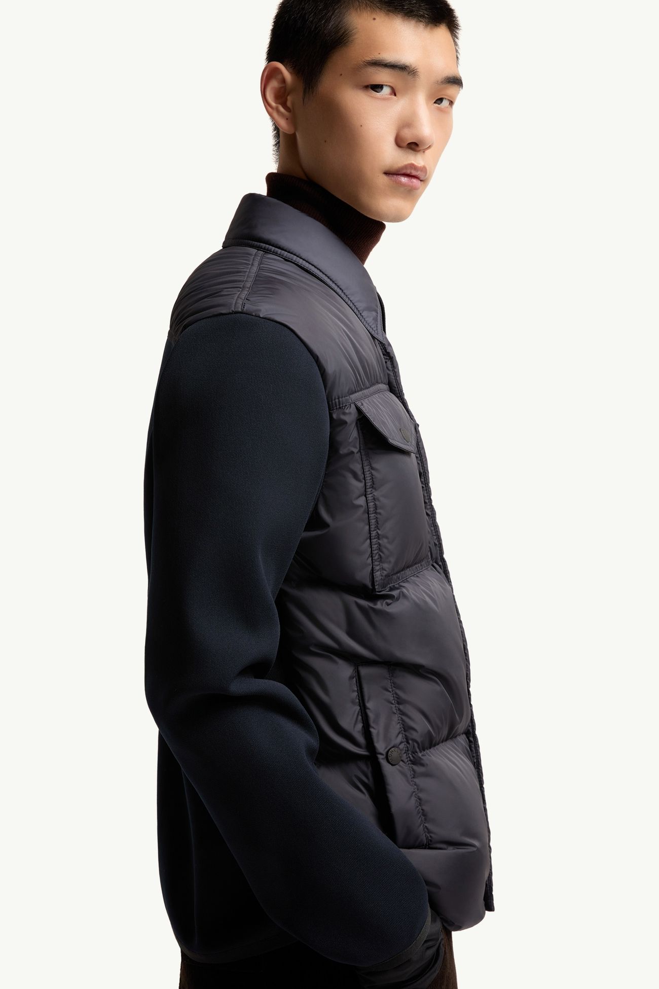 夾層拉鏈開襟毛衣 男士 海軍藍色 Moncler 5
