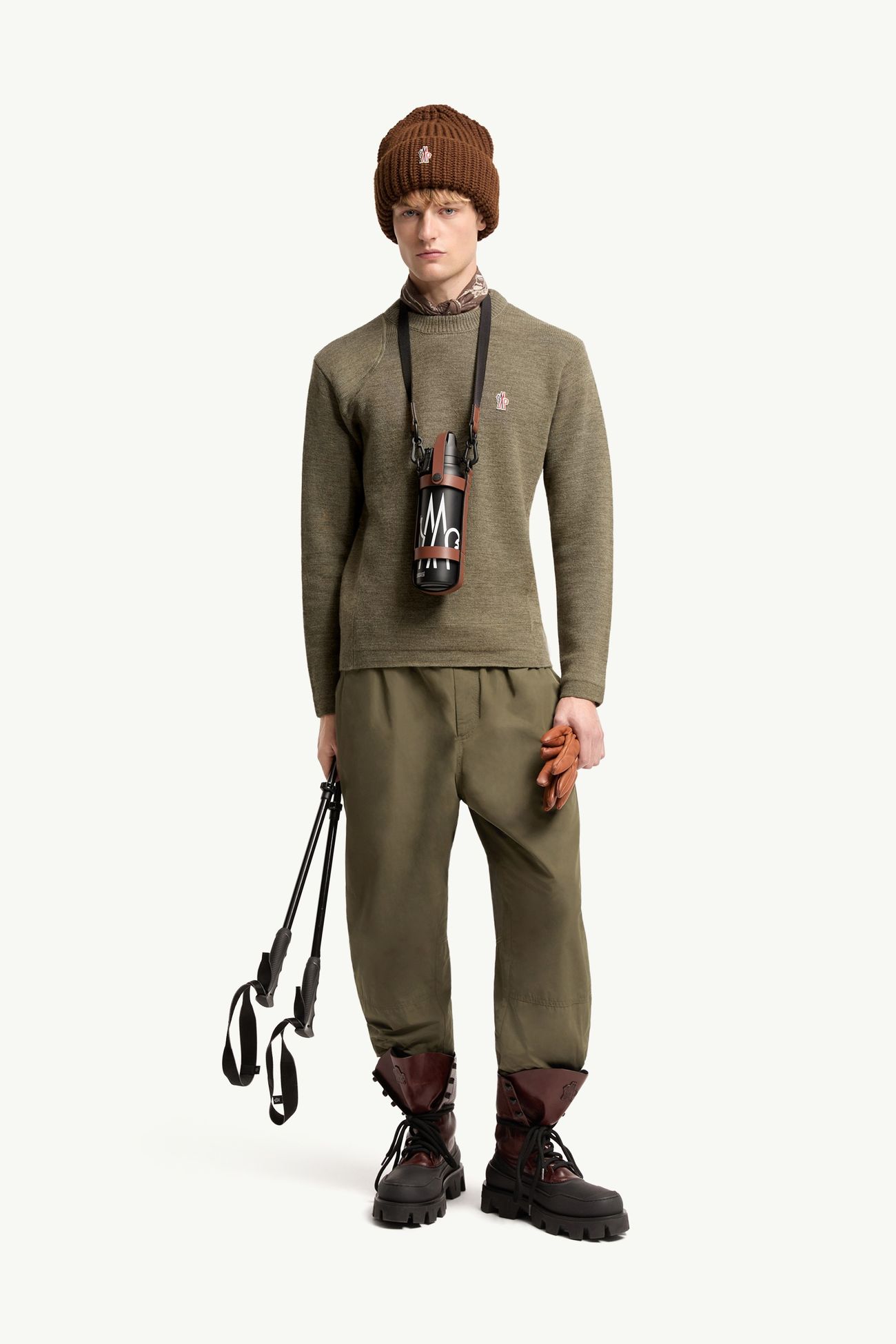 Logo Wool Jumper Men Olive Green Moncler 0