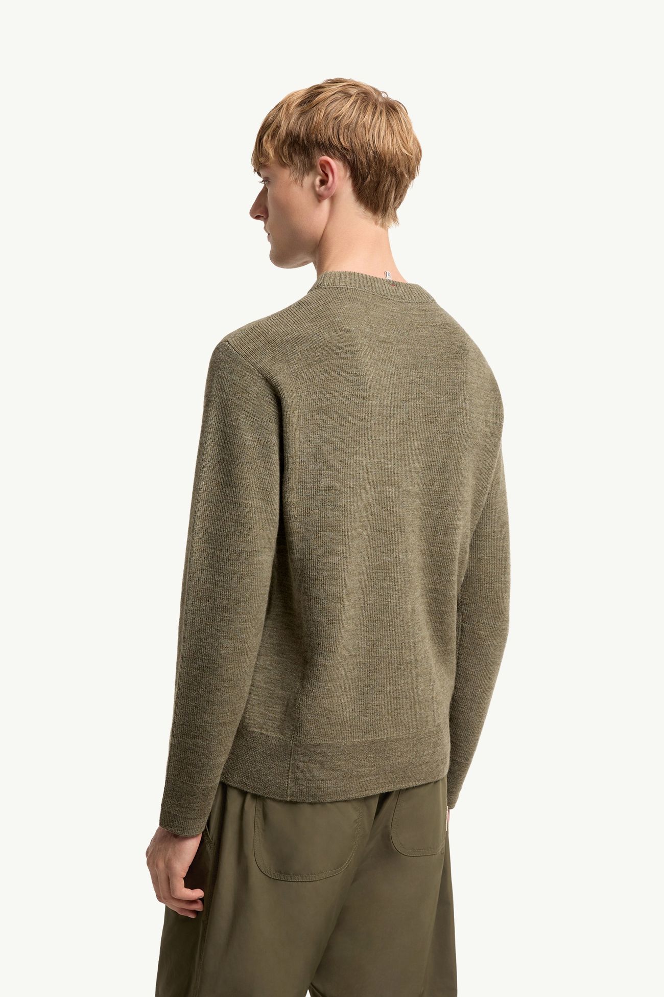 Logo Wool Jumper Men Olive Green Moncler 4