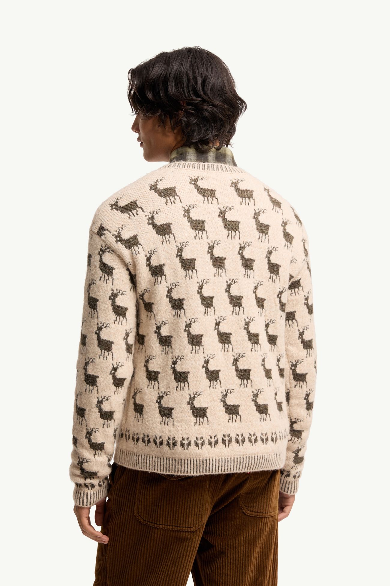 Moose Jacquard Alpaca & Wool Blend Jumper Men Light Beige Moncler 4