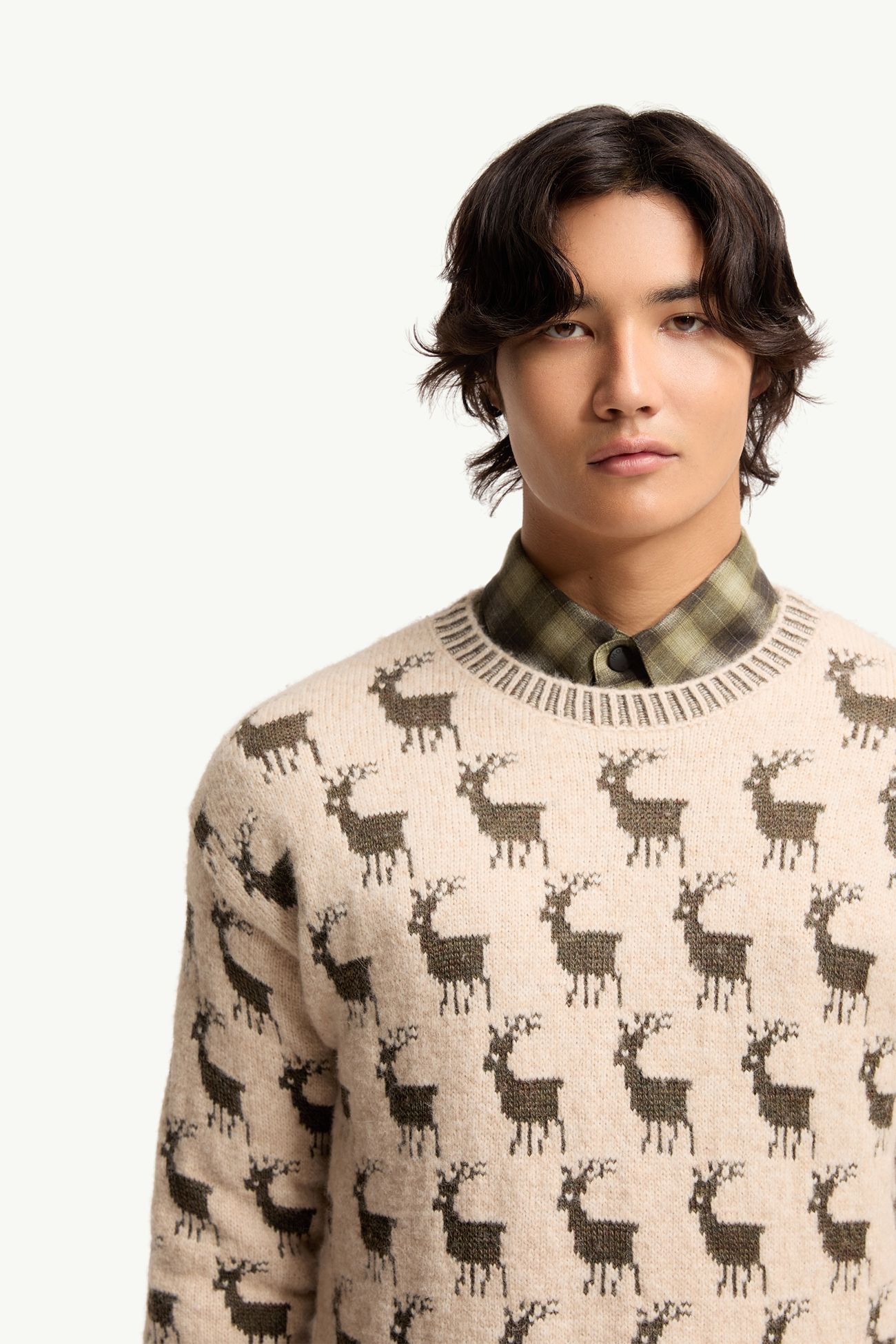 Moose Jacquard Alpaca & Wool Blend Jumper Men Light Beige Moncler 5