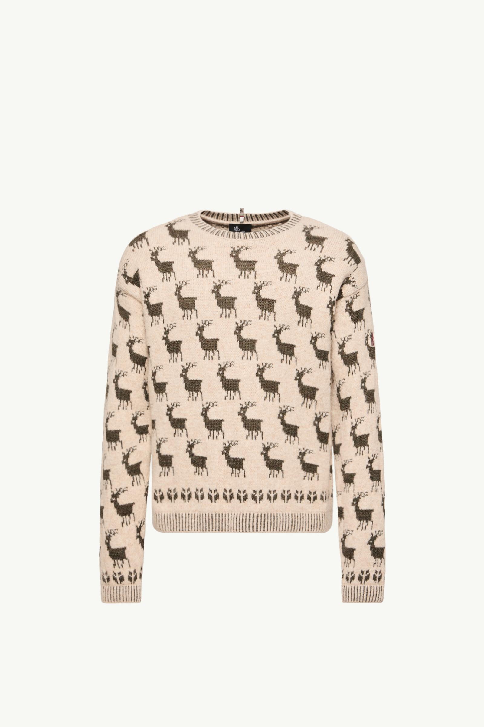 Moose Jacquard Alpaca & Wool Blend Jumper Men Light Beige Moncler, 1 of 0