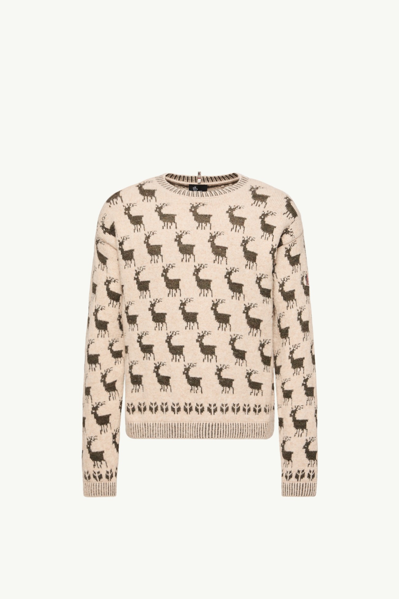 Moose Jacquard Alpaca & Wool Blend Jumper Men Light Beige Moncler 2
