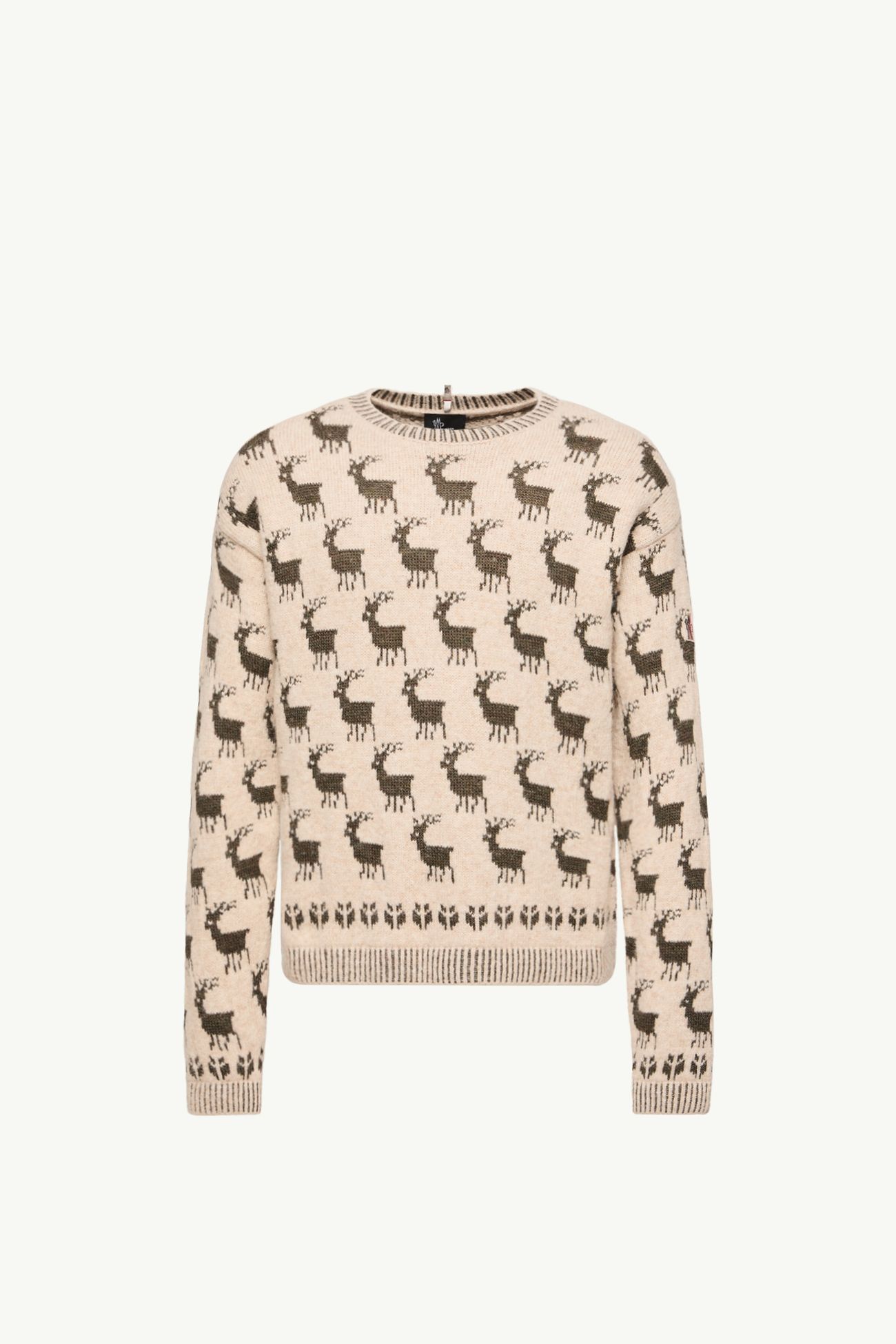 Pullover aus einer Alpaka- und Wollmischung mit Elch-Jacquardmuster Herren Hellbeige Moncler 2