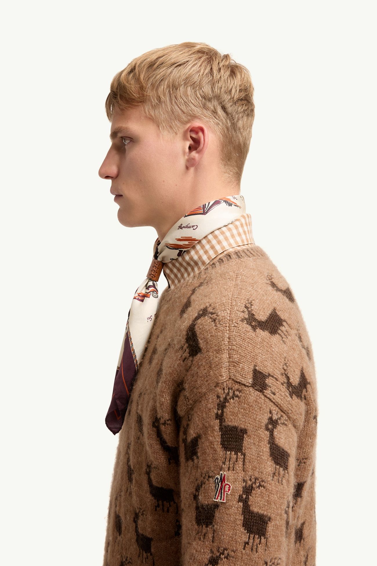 Moose Jacquard Alpaca & Wool Blend Jumper Men Beige Moncler 1