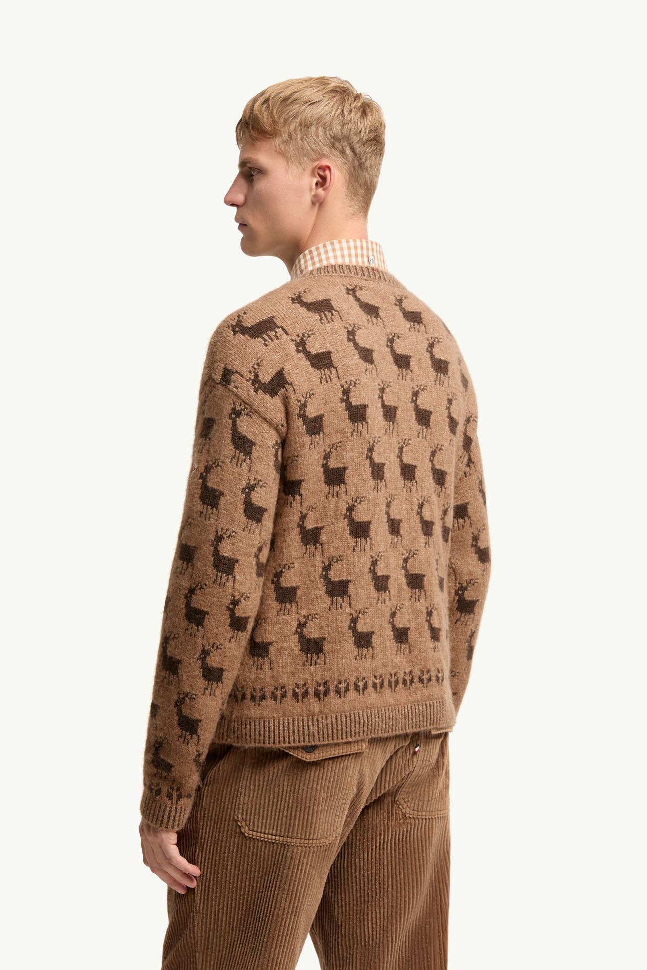 Moose Jacquard Alpaca & Wool Blend Jumper Men Beige Moncler 4