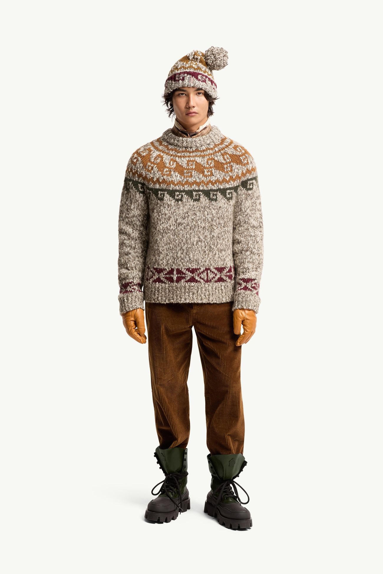 Geometric Jacquard Wool & Alpaca Blend Jumper Men Moncler 0