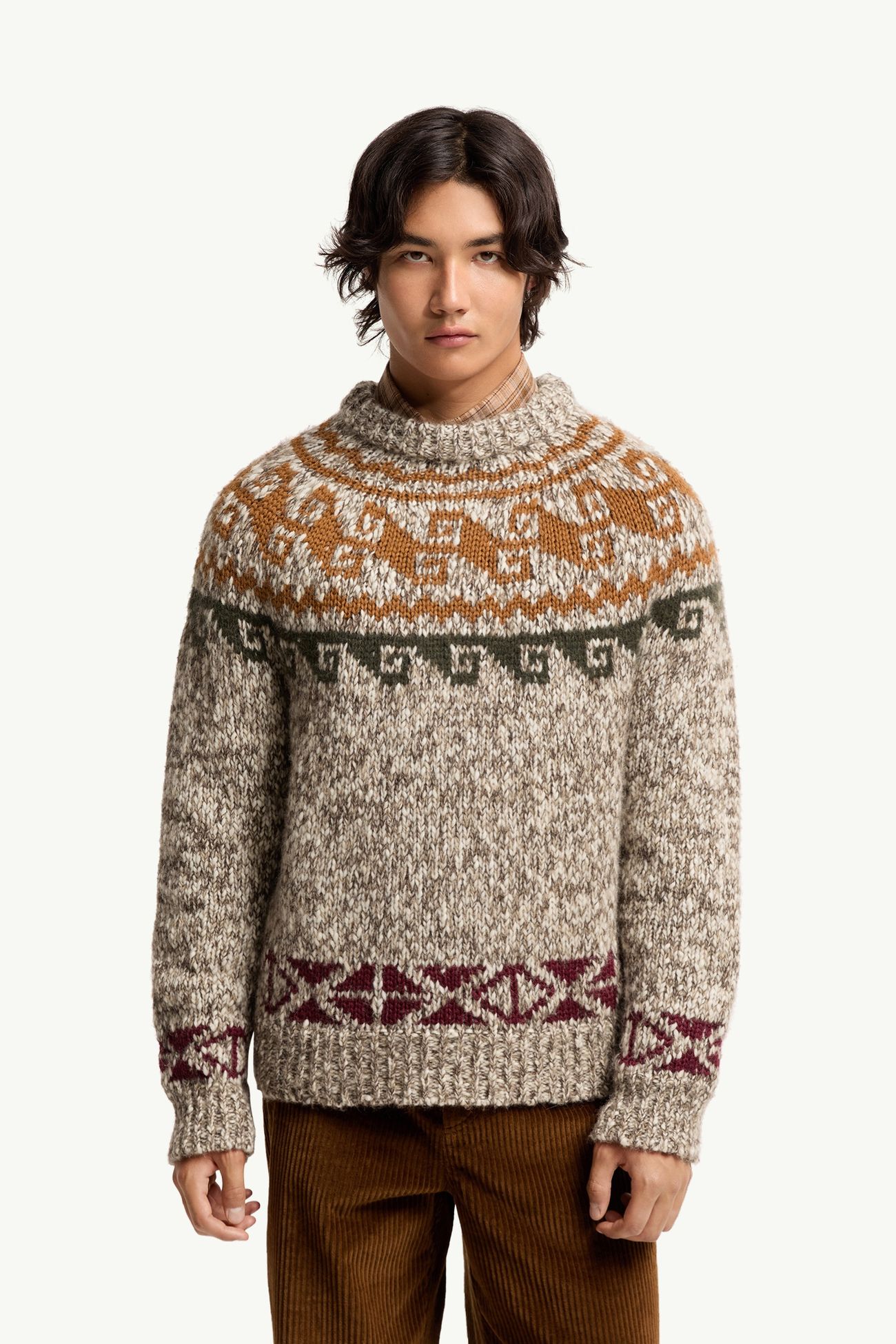 Geometric Jacquard Wool & Alpaca Blend Sweater Men Moncler 3