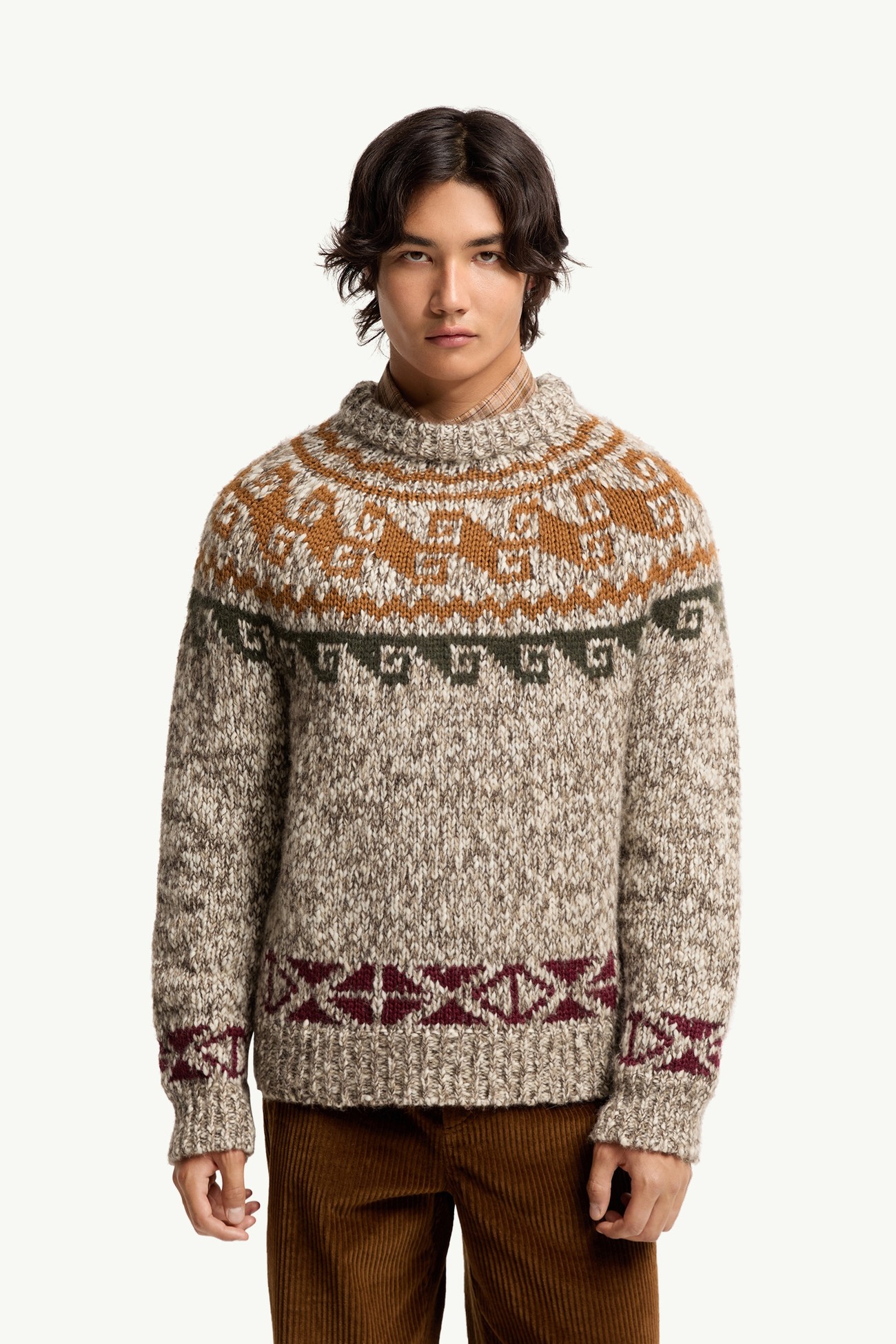 Maglione in Misto Lana e Alpaca Jacquard Geometrico Uomo Moncler 3