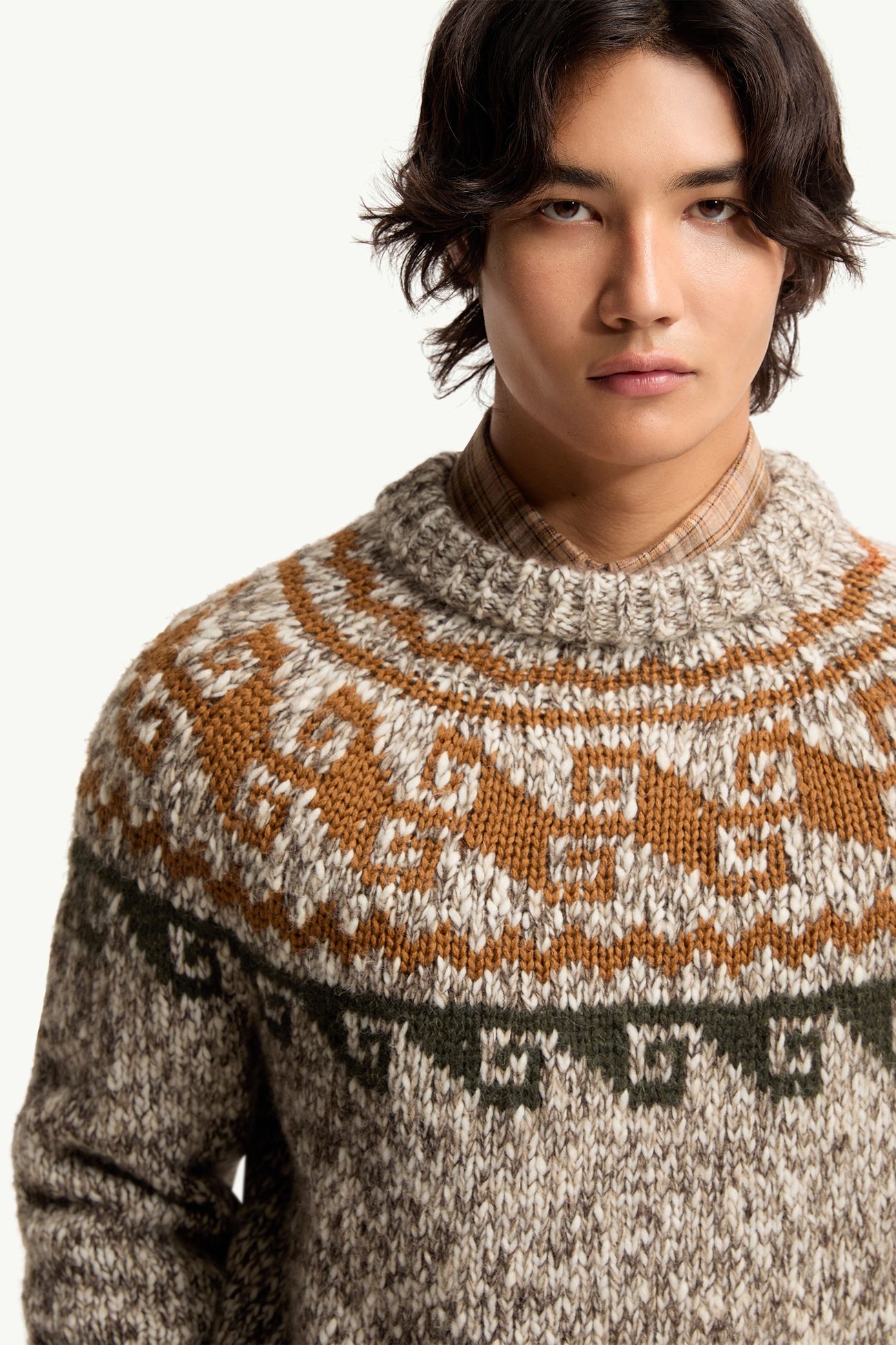 Pull en jacquard de laine et d’alpaga géométrique Hommes Moncler 5