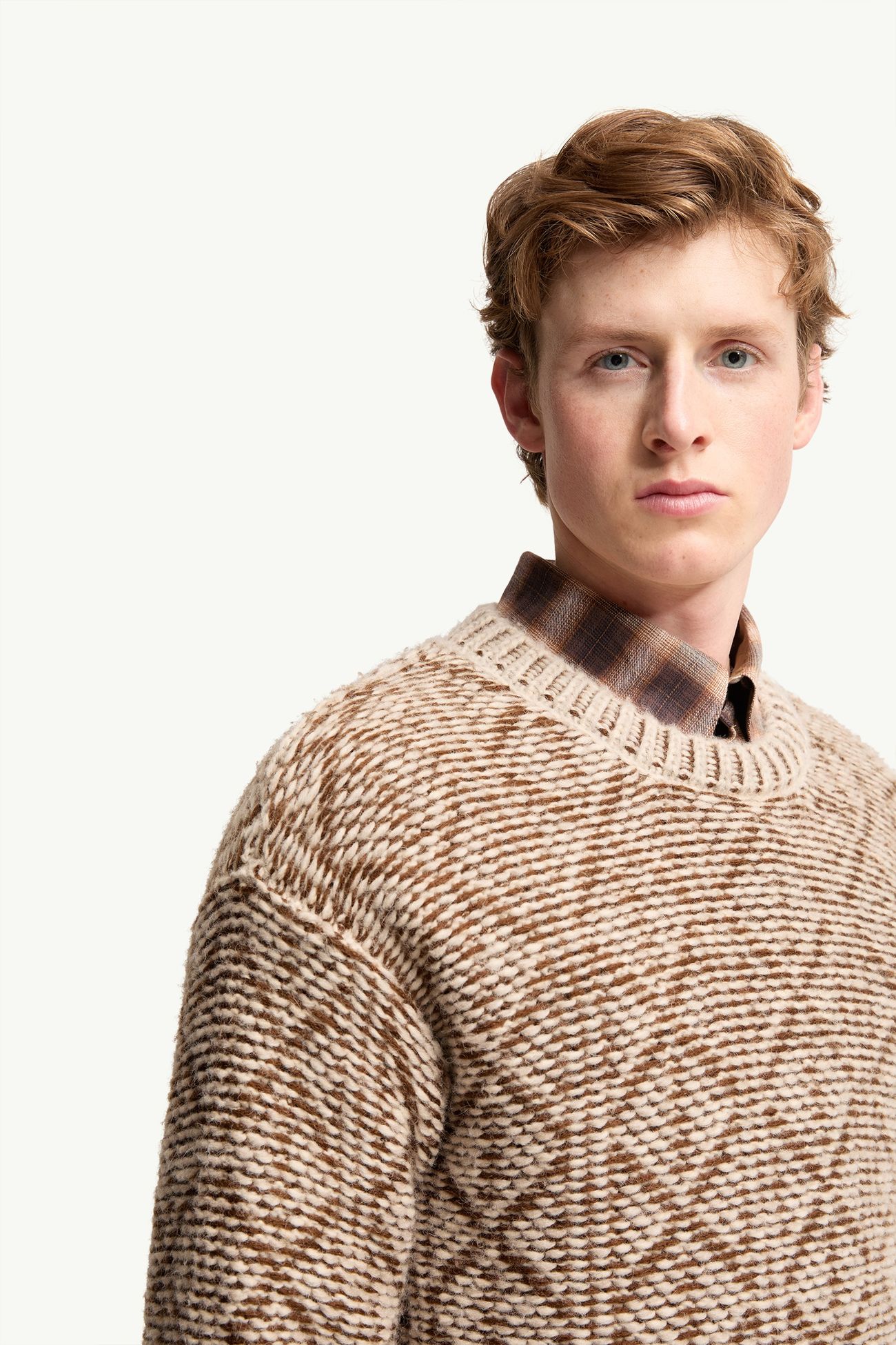Pull en laine et alpaga à losanges Hommes Beige Moncler 5