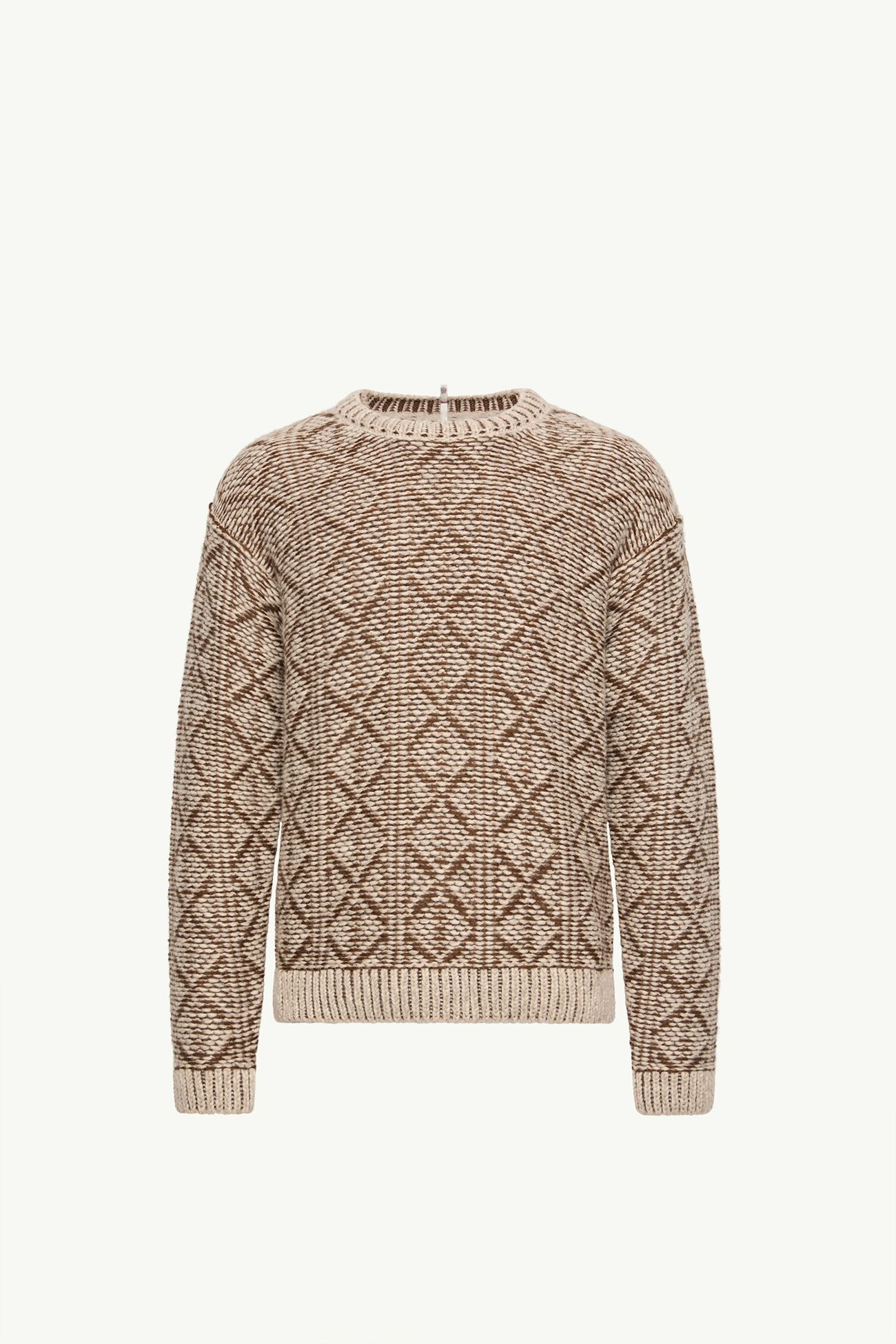 羊駝毛和羊毛混紡菱格紋毛衣 男士 米色 Moncler 2