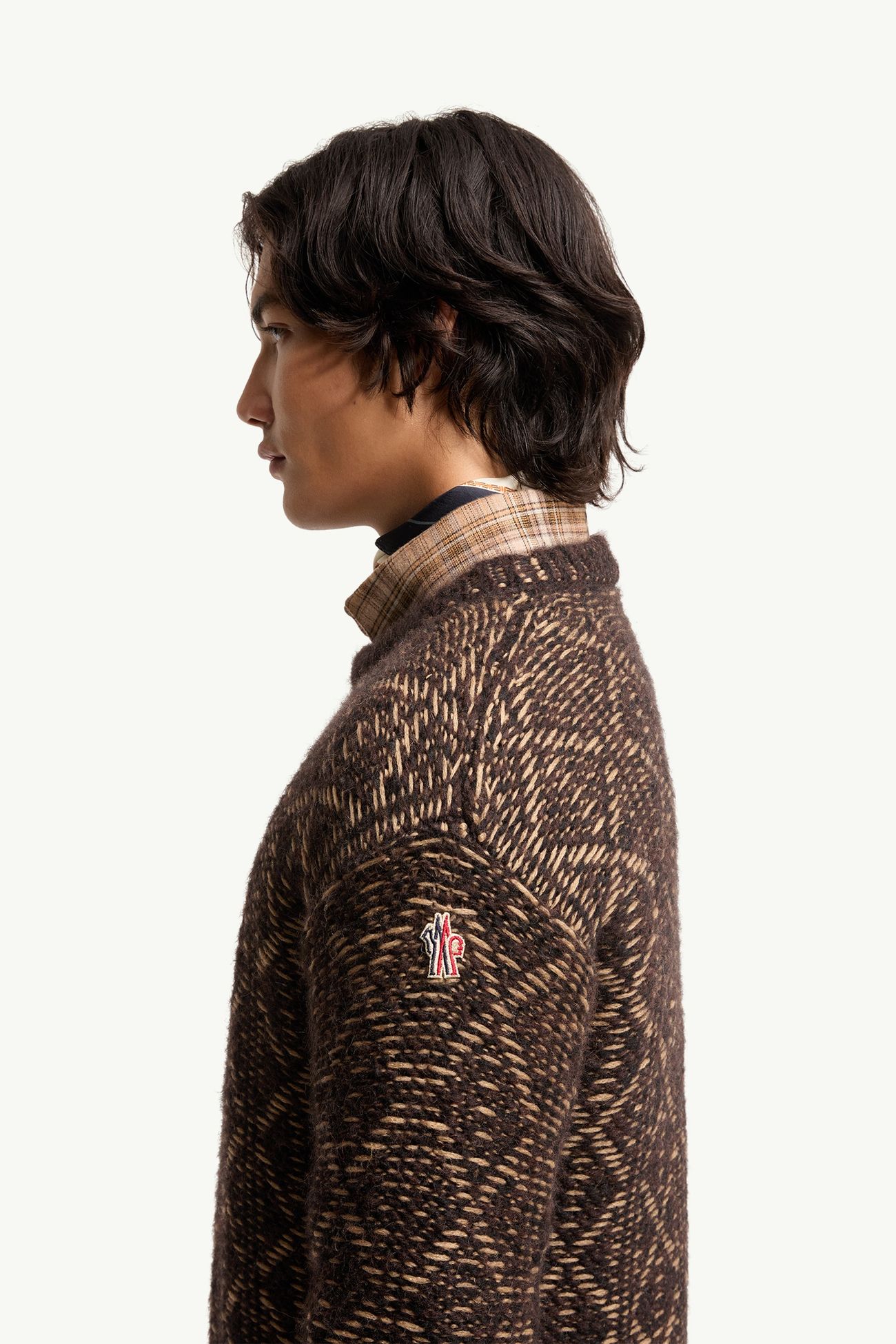 Alpaca & Wool Blend Argyle Jumper Men Brown Moncler 1