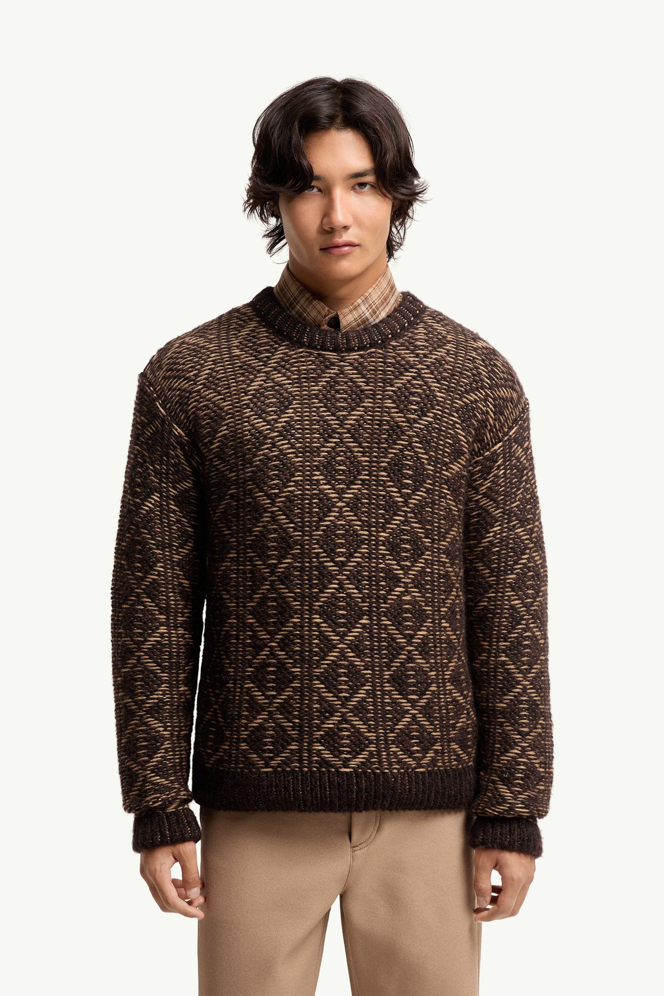 Maglione a rombi in misto lana e alpaca Uomo Marrone Moncler 3
