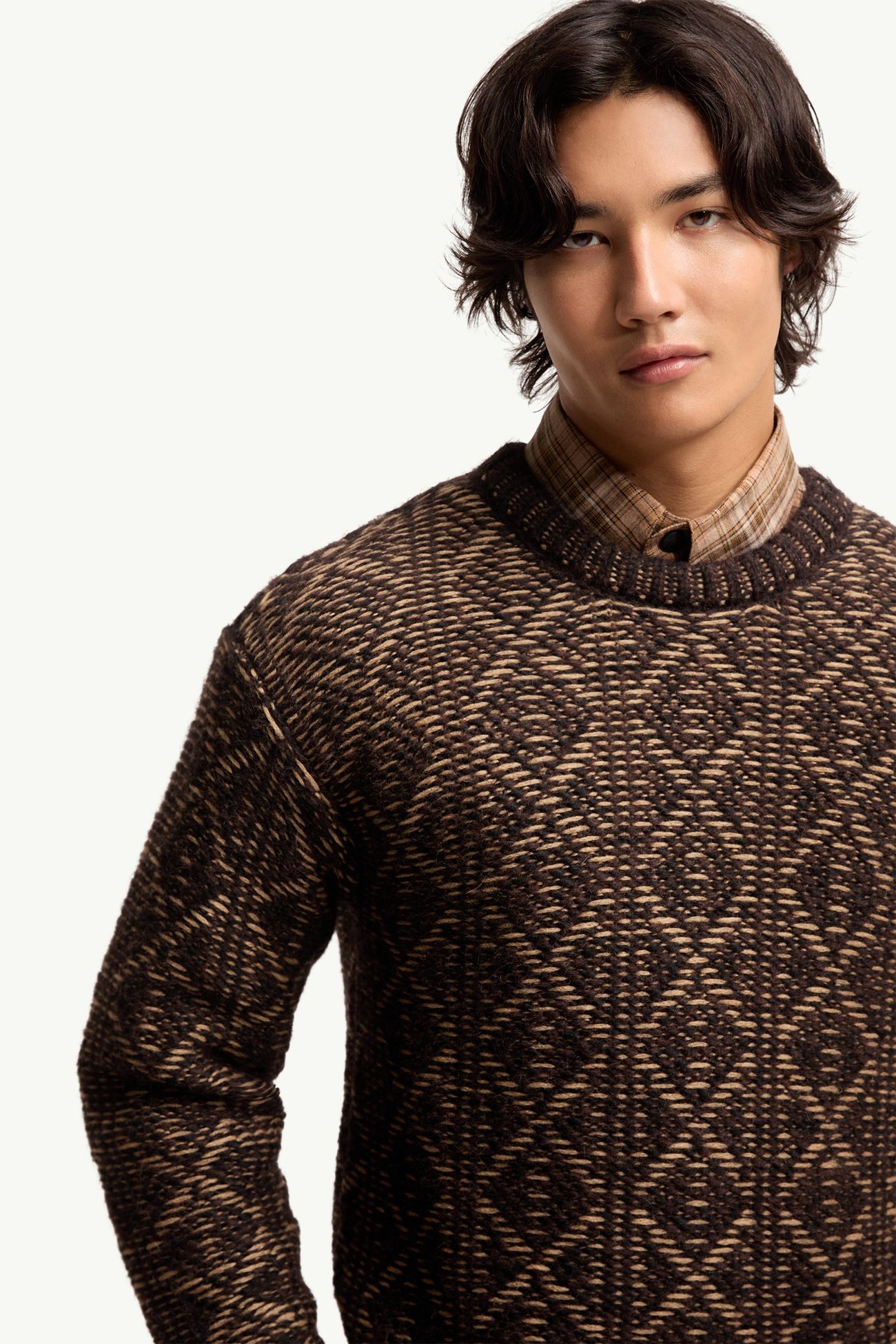 Argyle-Pullover aus Alpaka- und Wollmischung Herren Braun Moncler 5
