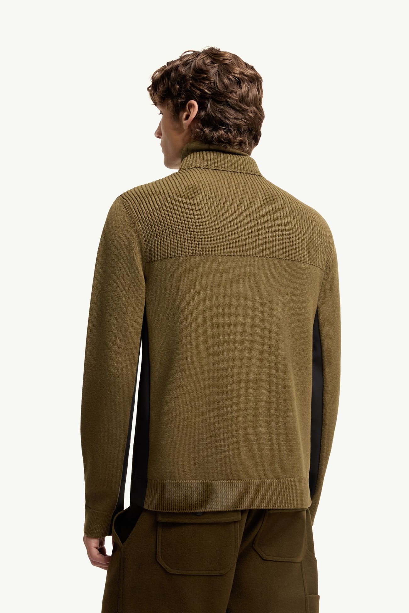 Logo Wool Blend Polo Neck Men Olive Green Moncler 4