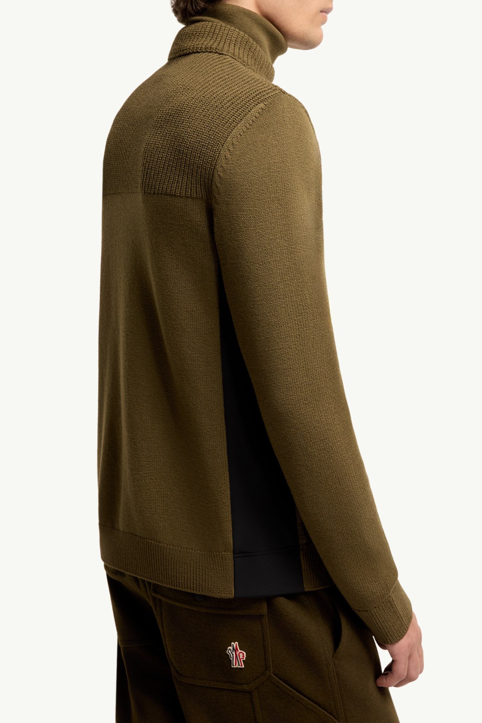 Olive Green Logo Wool Blend Polo Neck - Mid-Layers for Men