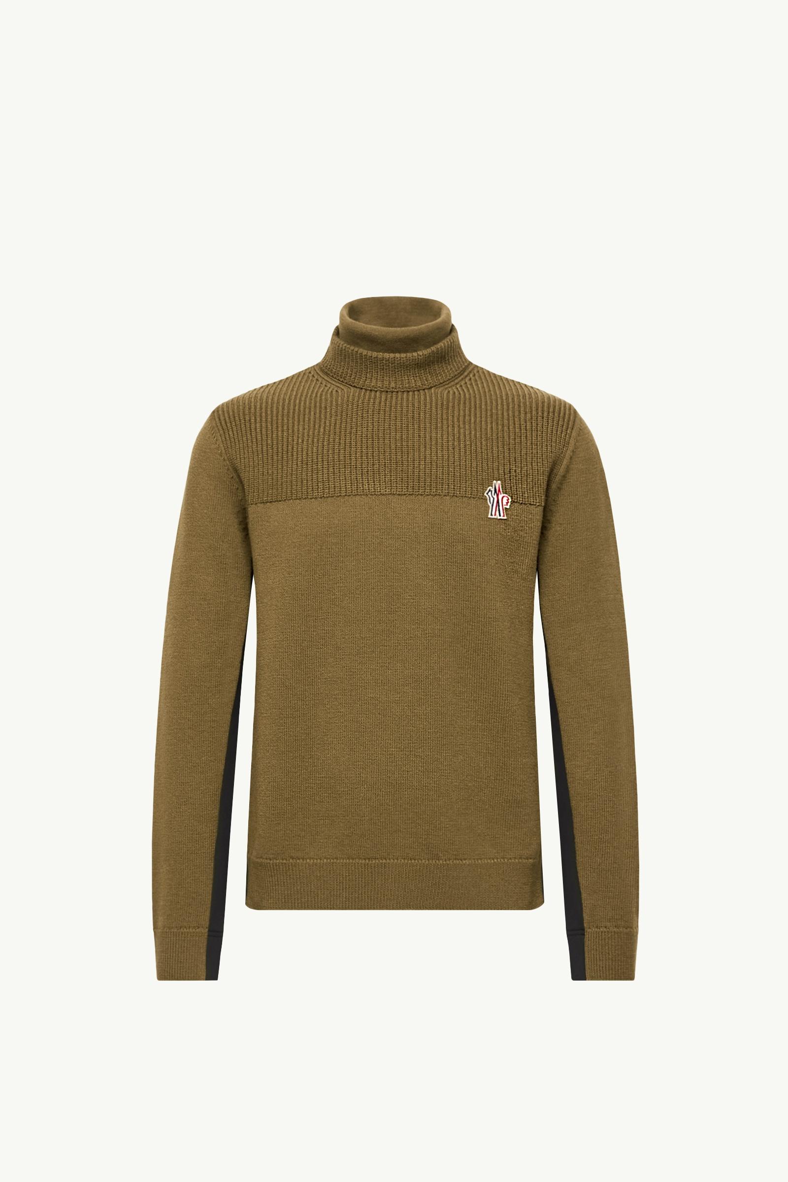 Logo Wool Blend Polo Neck Men Olive Green Moncler, 1 of 0