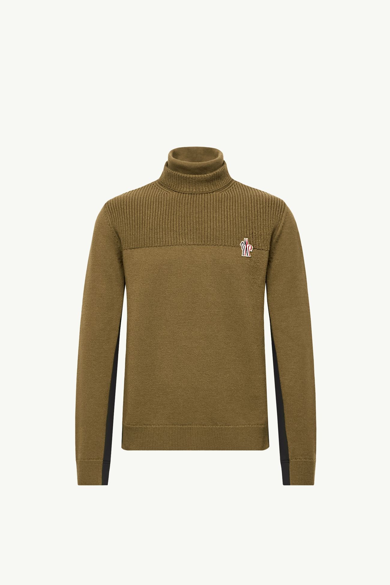 Logo Wool Blend Polo Neck Men Olive Green Moncler 2