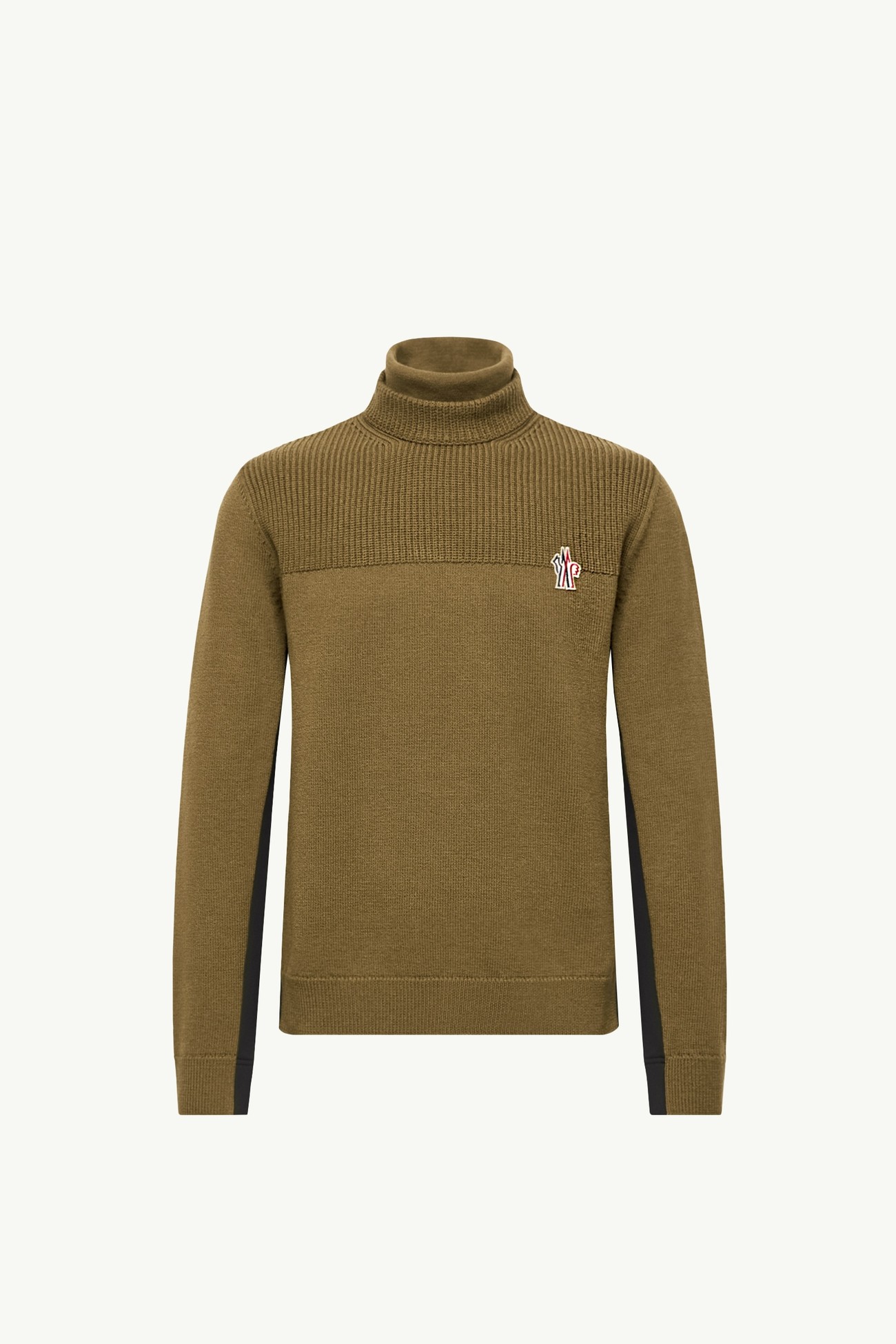 Logo Wool Blend Polo Neck Men Olive Green Moncler 2