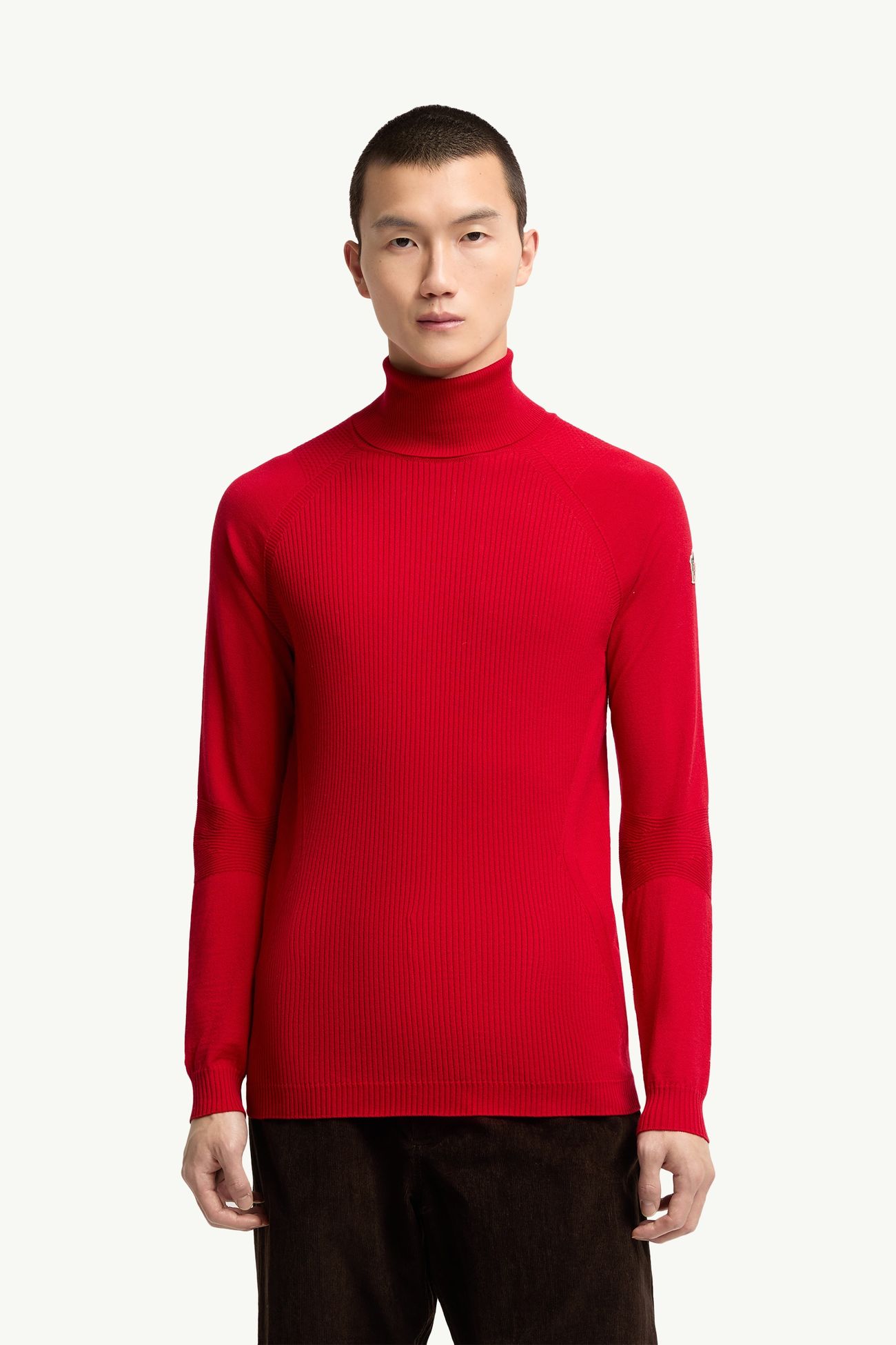 Wool Blend Polo Neck Jumper Men Red Moncler 3