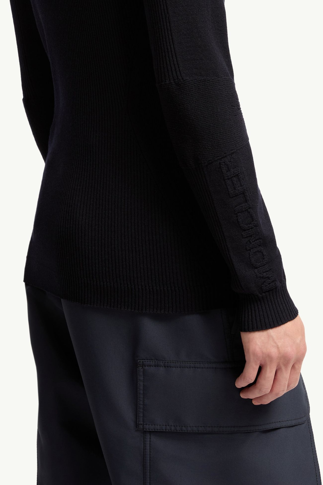 Wool Blend Polo Neck Jumper Men Dark Blue Moncler 5