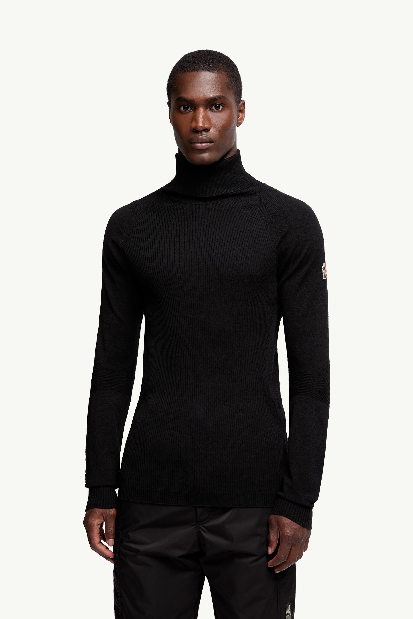 モンクレール　ニット　ハイネック Black Wool Blend Turtleneck Sweater - Mid-Layers for Men | Moncler US