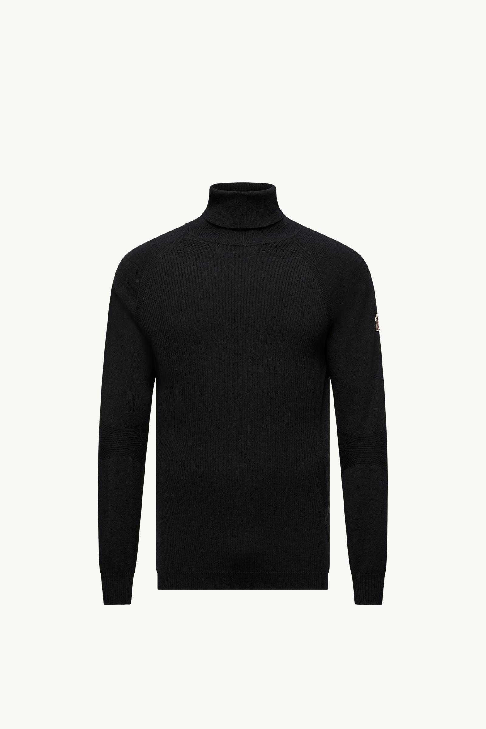 Wool Blend Polo Neck Jumper Men Black Moncler