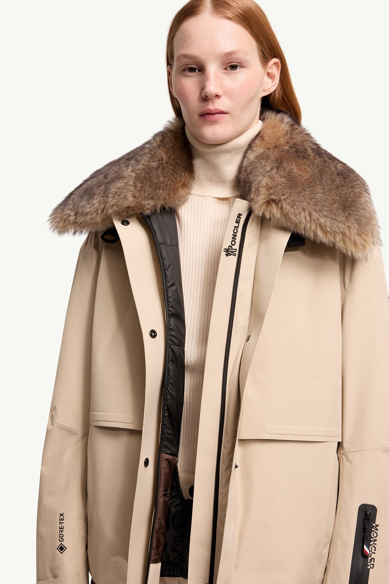 Caurel GORE-TEX®羔羊毛飾邊保暖滑雪外套 女士 米色 Moncler 6
